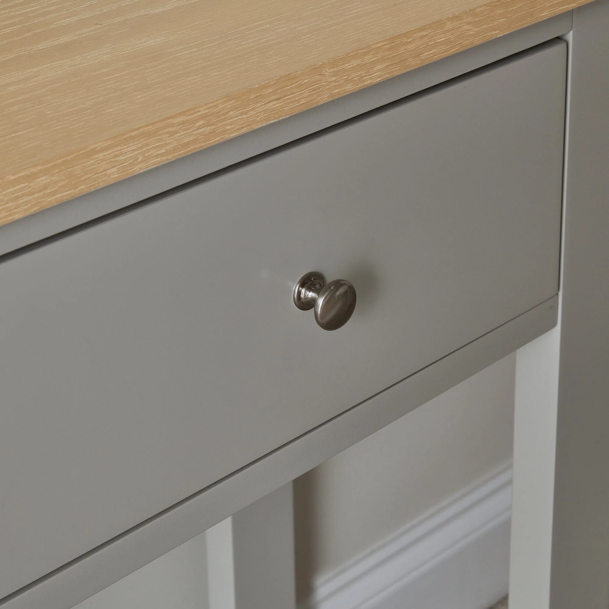 Chatsworth Linen Grey 2 Drawer Console Table - 90cm - Image 3