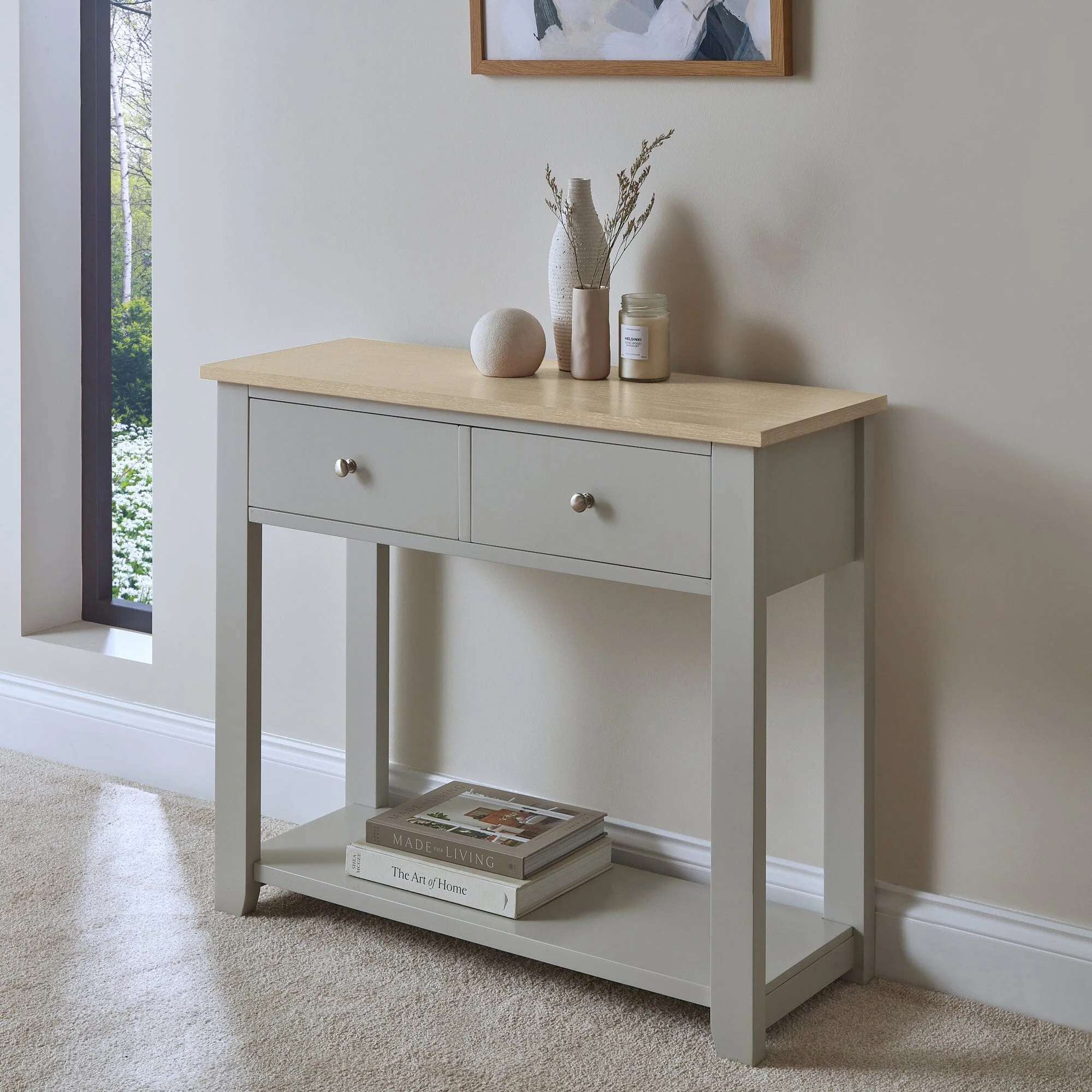 Outlet - Chatsworth Console Table - Linen Grey - 90cm - Image 2