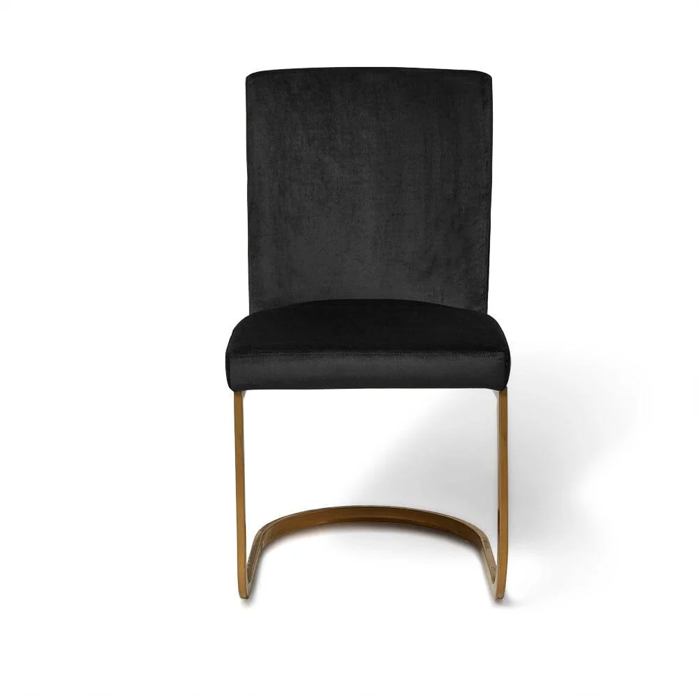 Clara Glass Dining Table Set - 4 Seater - Lola Black Dining Chairs - Gold Legs - Image 2