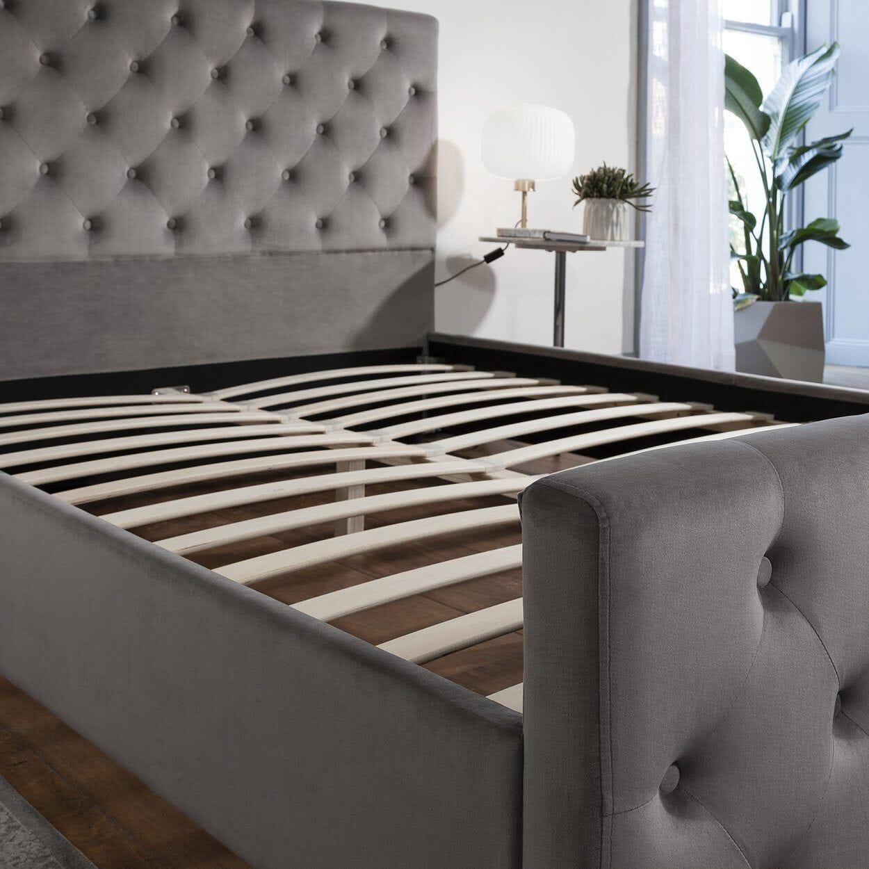 Outlet - Cavill Grey Fabric Bed Frame Upholstered Double - Image 3