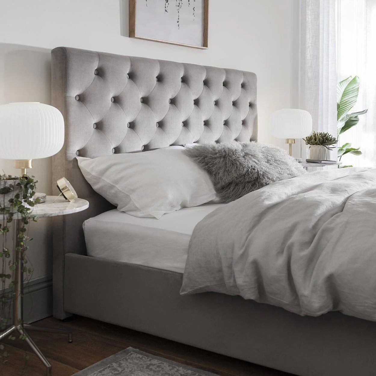 Outlet - Cavill Grey Fabric Bed Frame Upholstered Double - Image 4