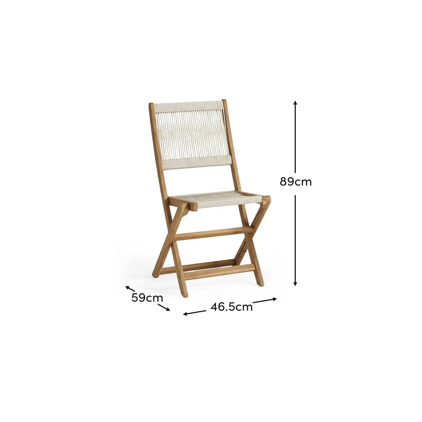 Cove White Acacia Garden Chair - Set of 2 - Beige Rope - Image 9