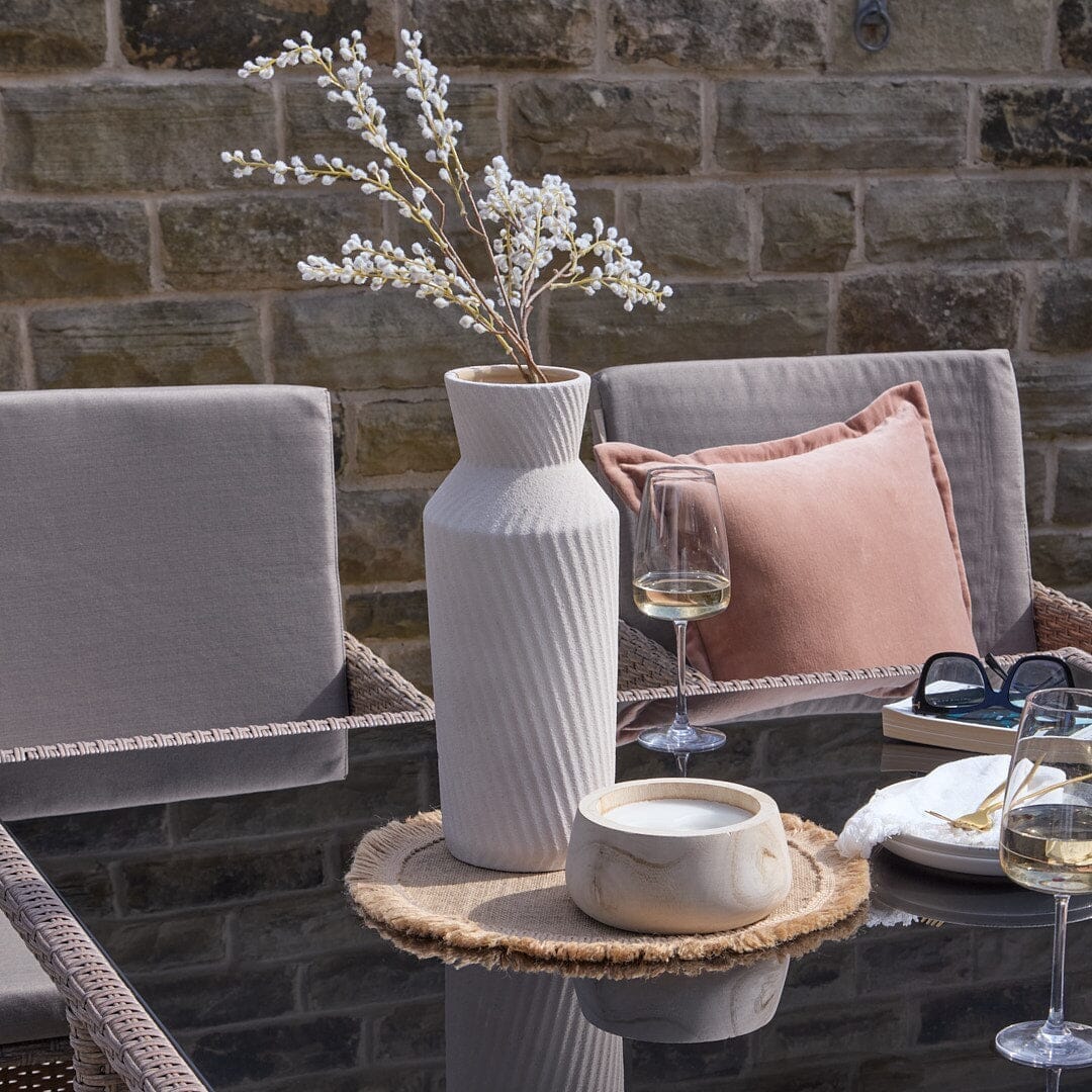 Cube 8 Seater Rattan Outdoor Dining Set with Grey Parasol - Natural Brown Weave - Image 5