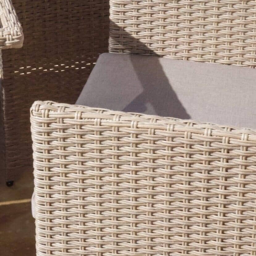 Cube 8 Seater Rattan Outdoor Dining Set with Cream LED Premium Parasol - Natural Brown Weave Polywood Top - Image 4