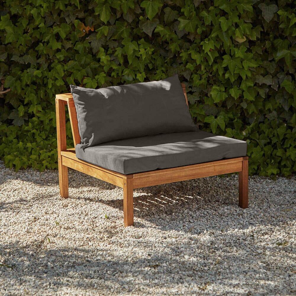Dakota 7 Seater Wooden Corner Sofa Set - Natural Acacia with Grey Cushions - Image 3