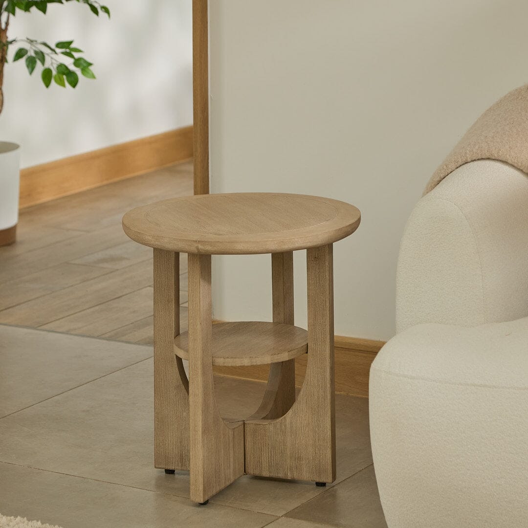 Delphi Light Brushed Acacia Side Table - Image 3