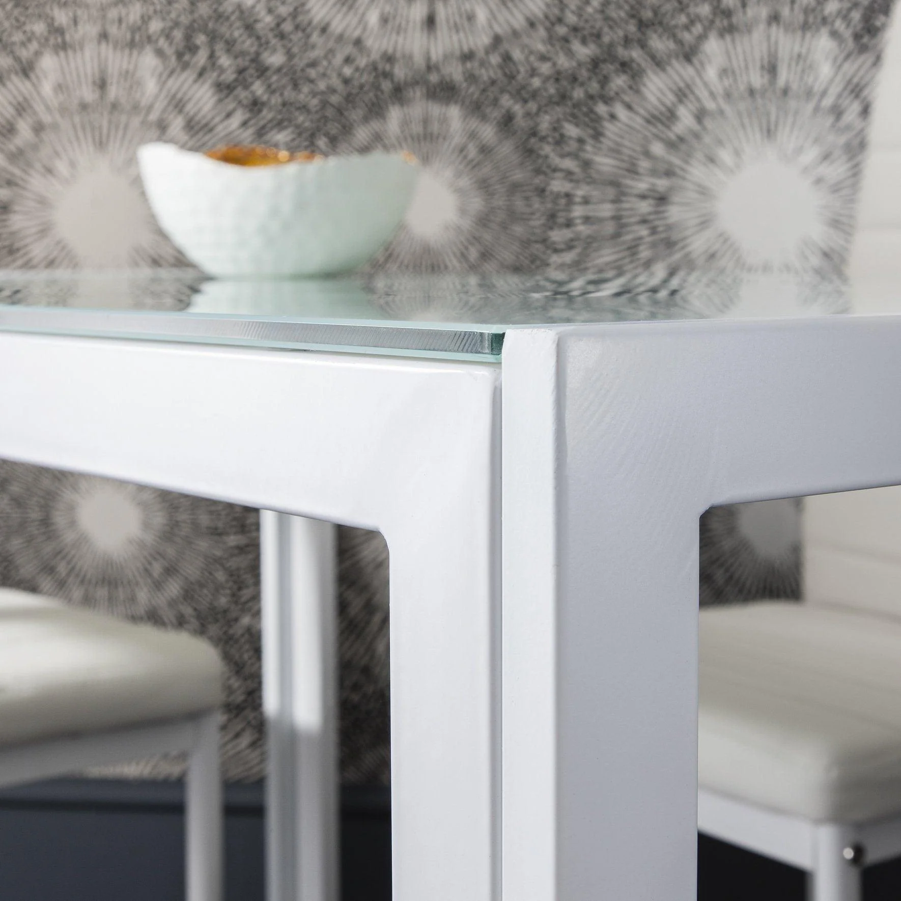 Anya Glass Dining Table Set - 4 Seater - White - Image 4