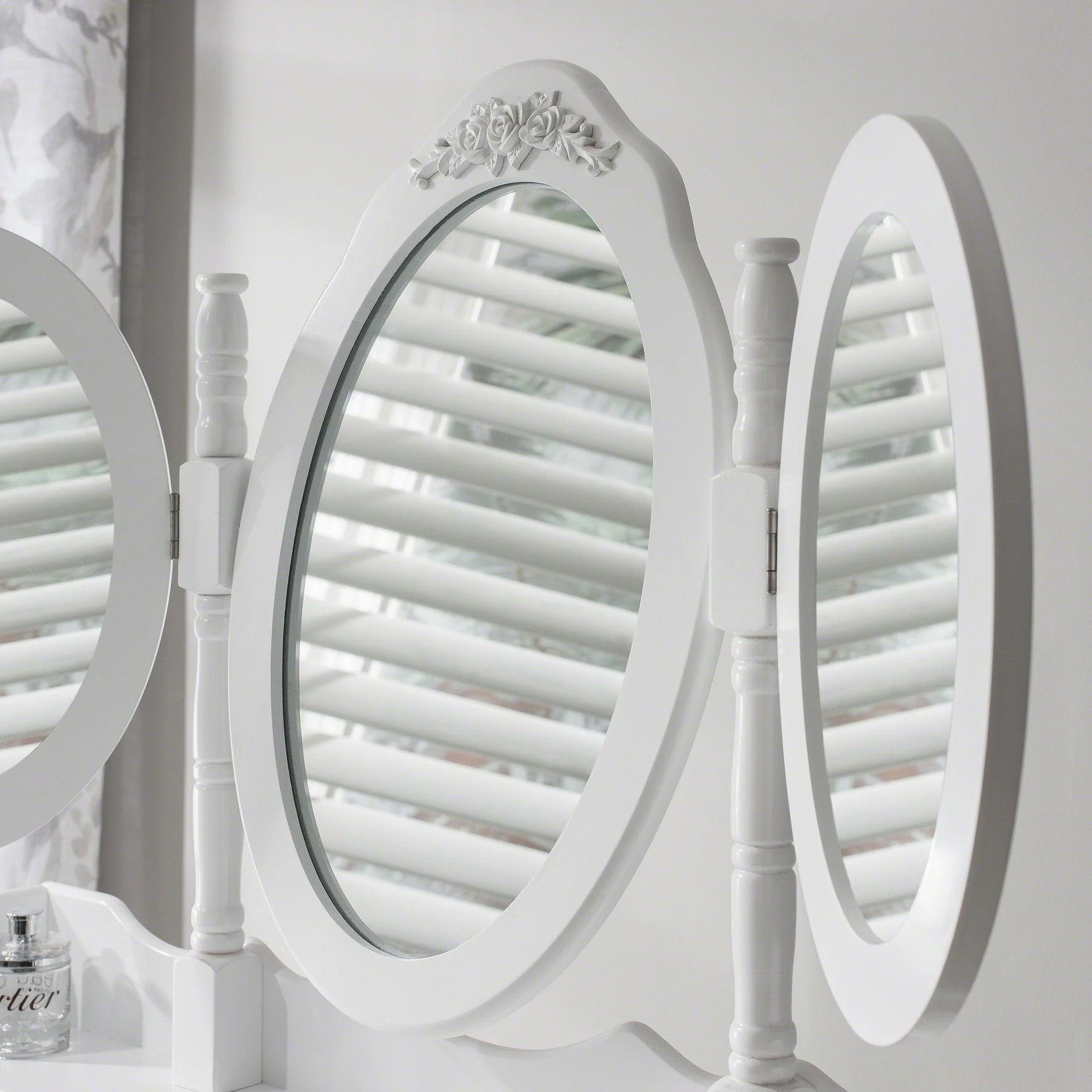 Monaco White Dressing Table with Mirror & Stool - Image 7