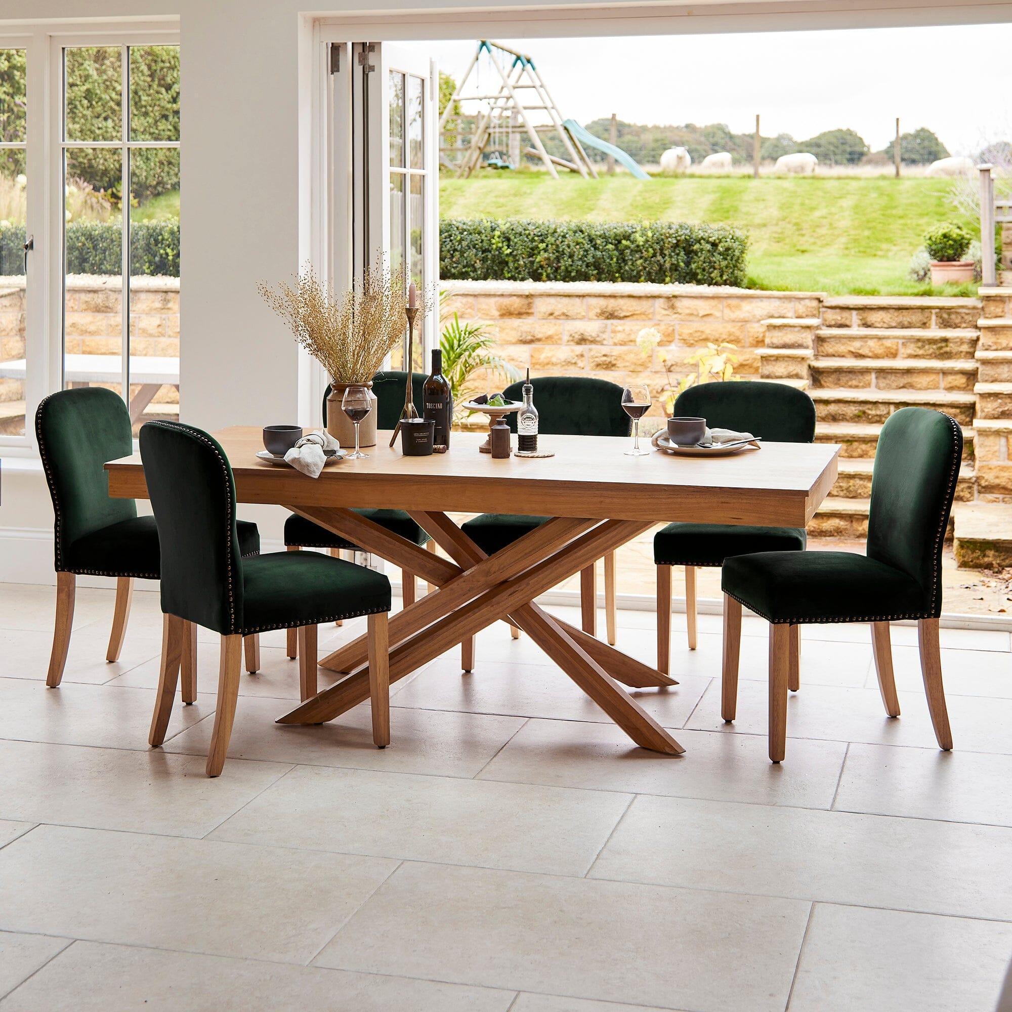 Outlet - Edward Dining Chairs - Set of 2 - Green & Light Wood - Image 2