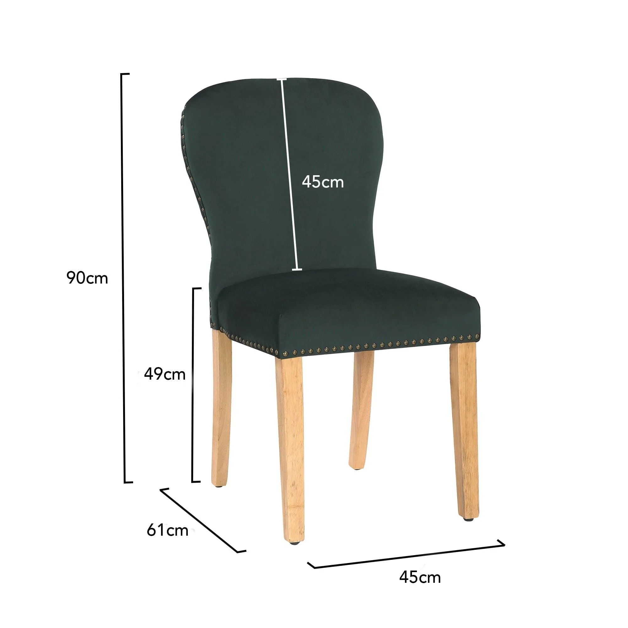 Outlet - Edward Dining Chairs - Set of 2 - Green & Light Wood - Image 6