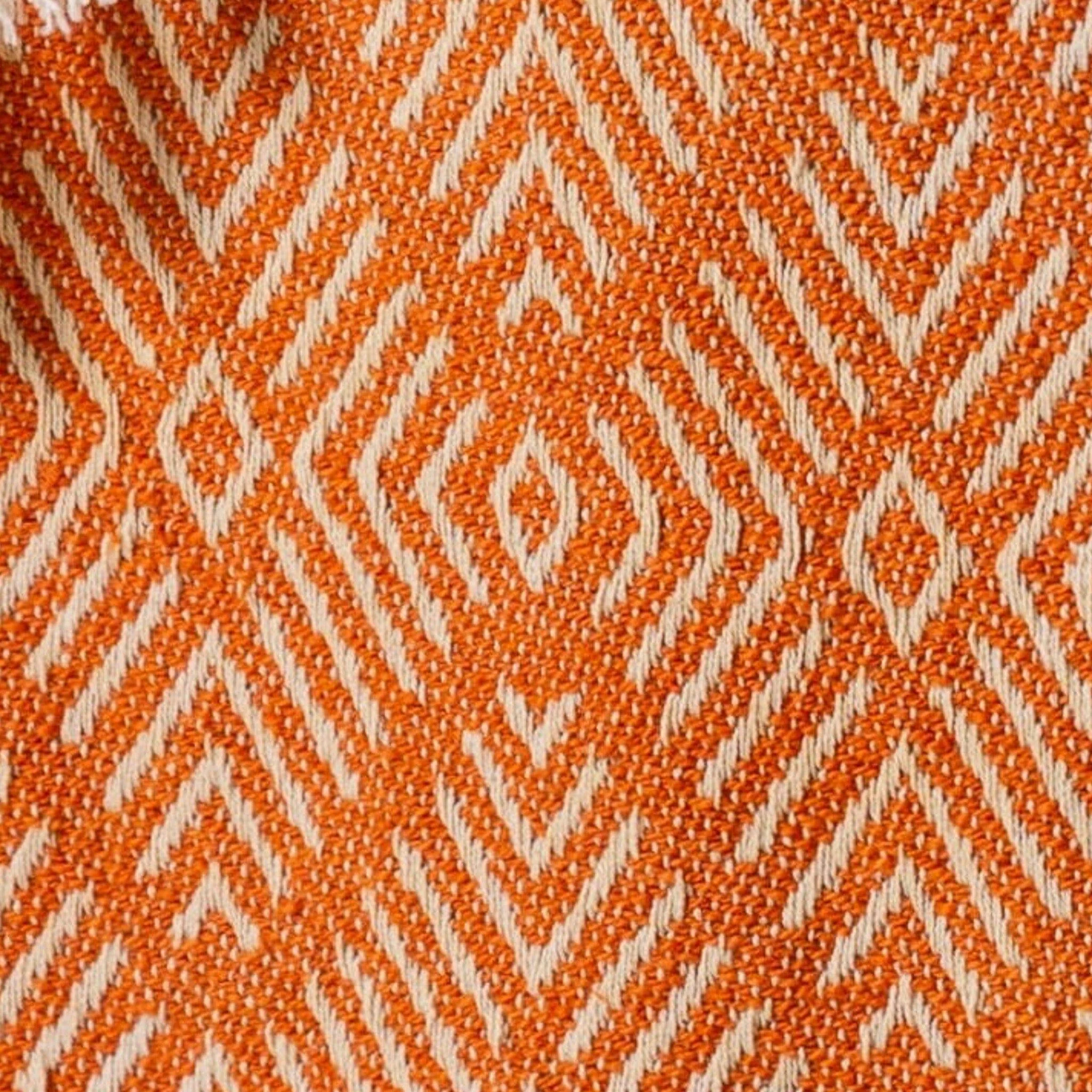 Elborough Diamond Pattern Cotton Throw - Burnt Orange - Image 5