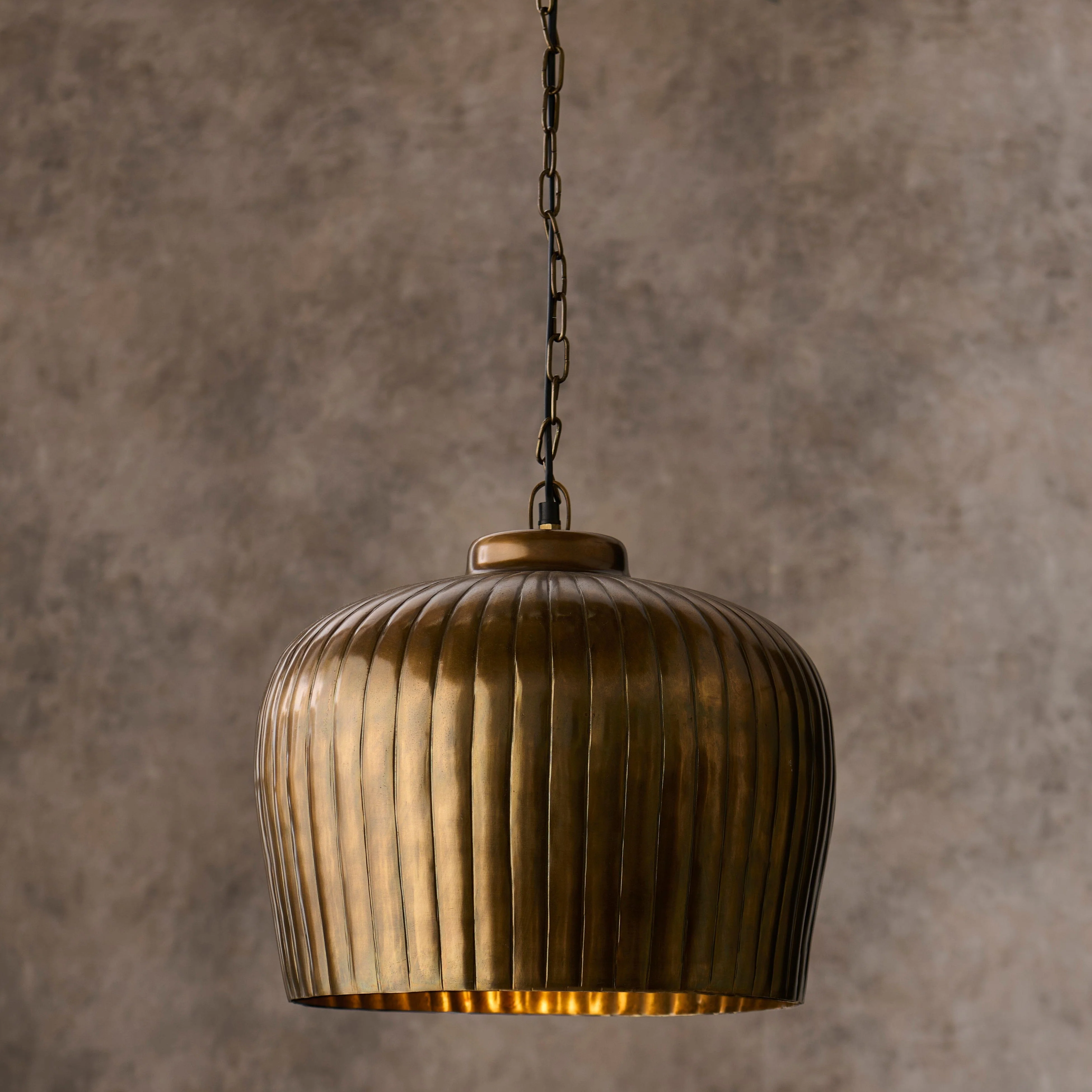 Elcombe Large Metal Light Pendant - Bronze