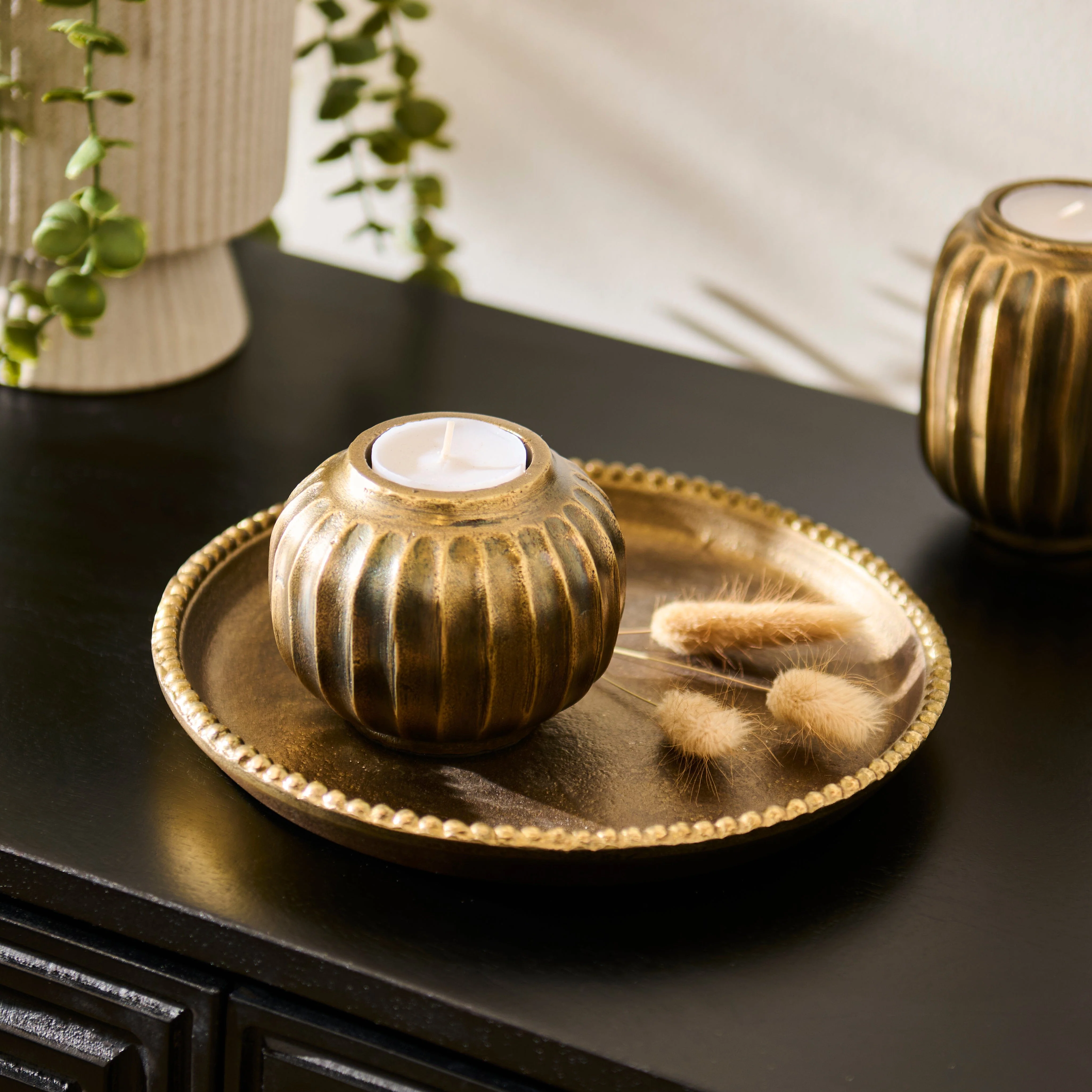 Elcombe Small Metal Tea Light Holder - Bronze - Image 3