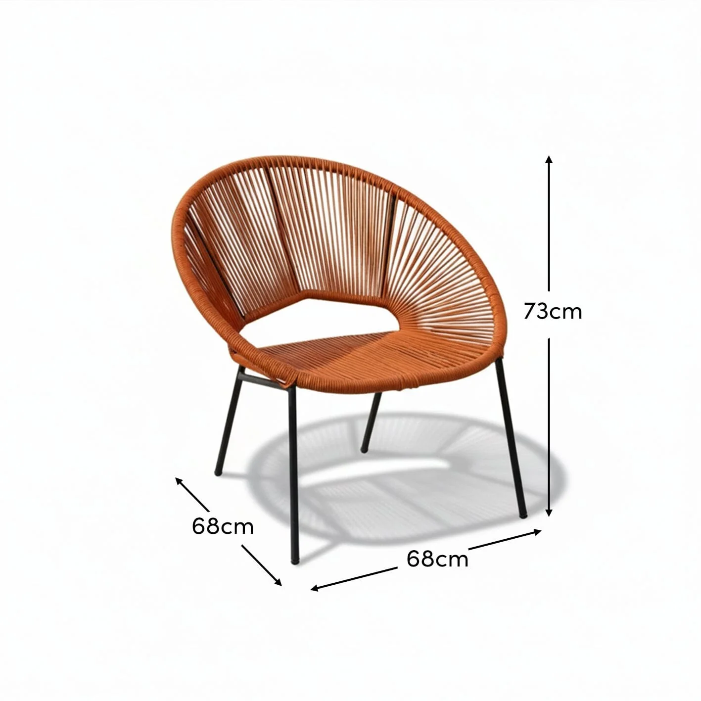 Eli Burnt Orange Rope Garden Chairs - Set of 2 - Image 8