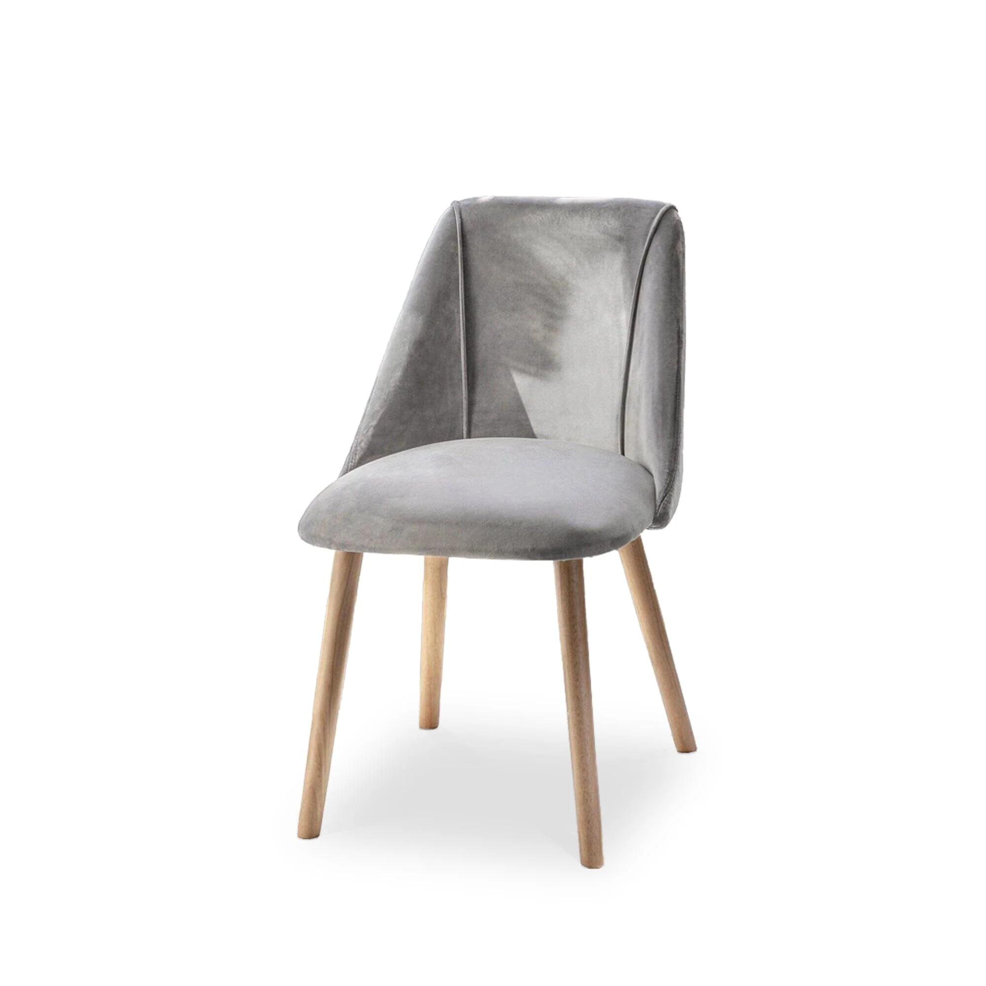 Freya Grey Velvet Dining Chairs - Set of 2 - Whitewash Oak Legs - Image 4