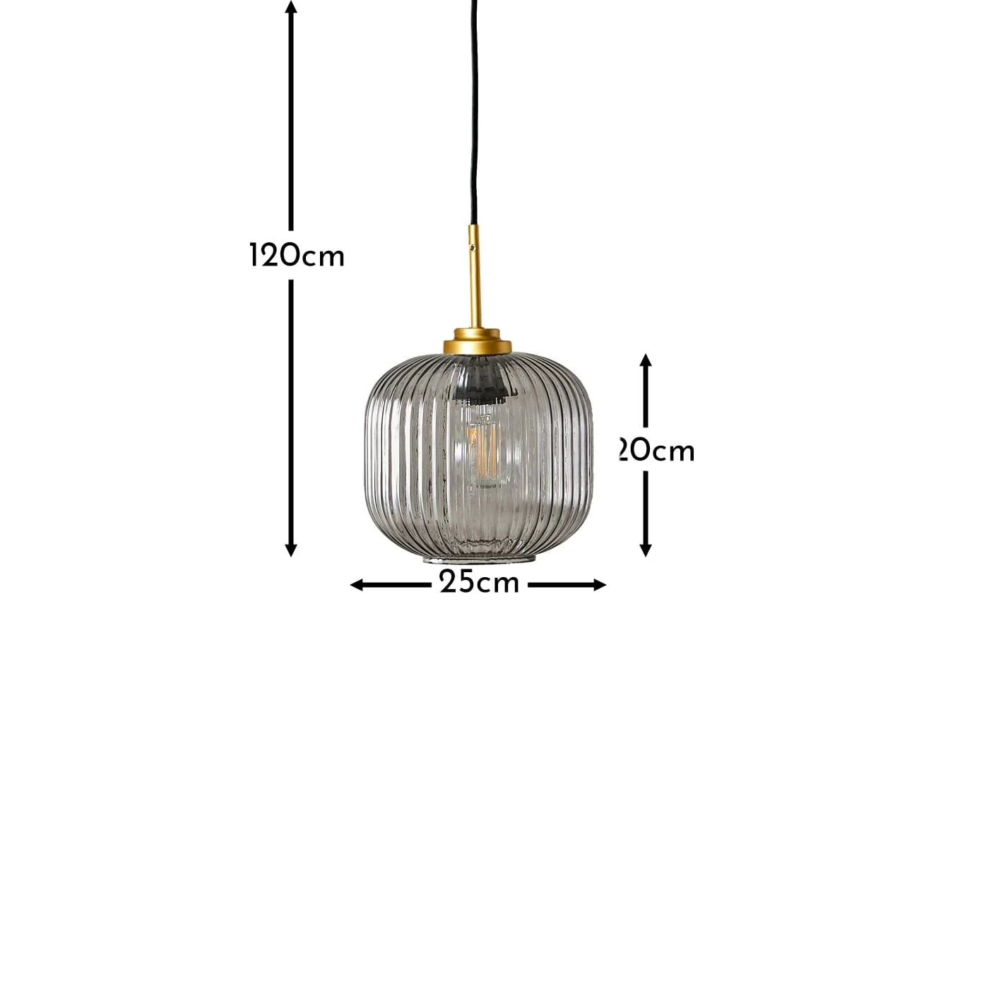 Elland 20cm Triple Glass Pendant Lights - Gold - Image 7