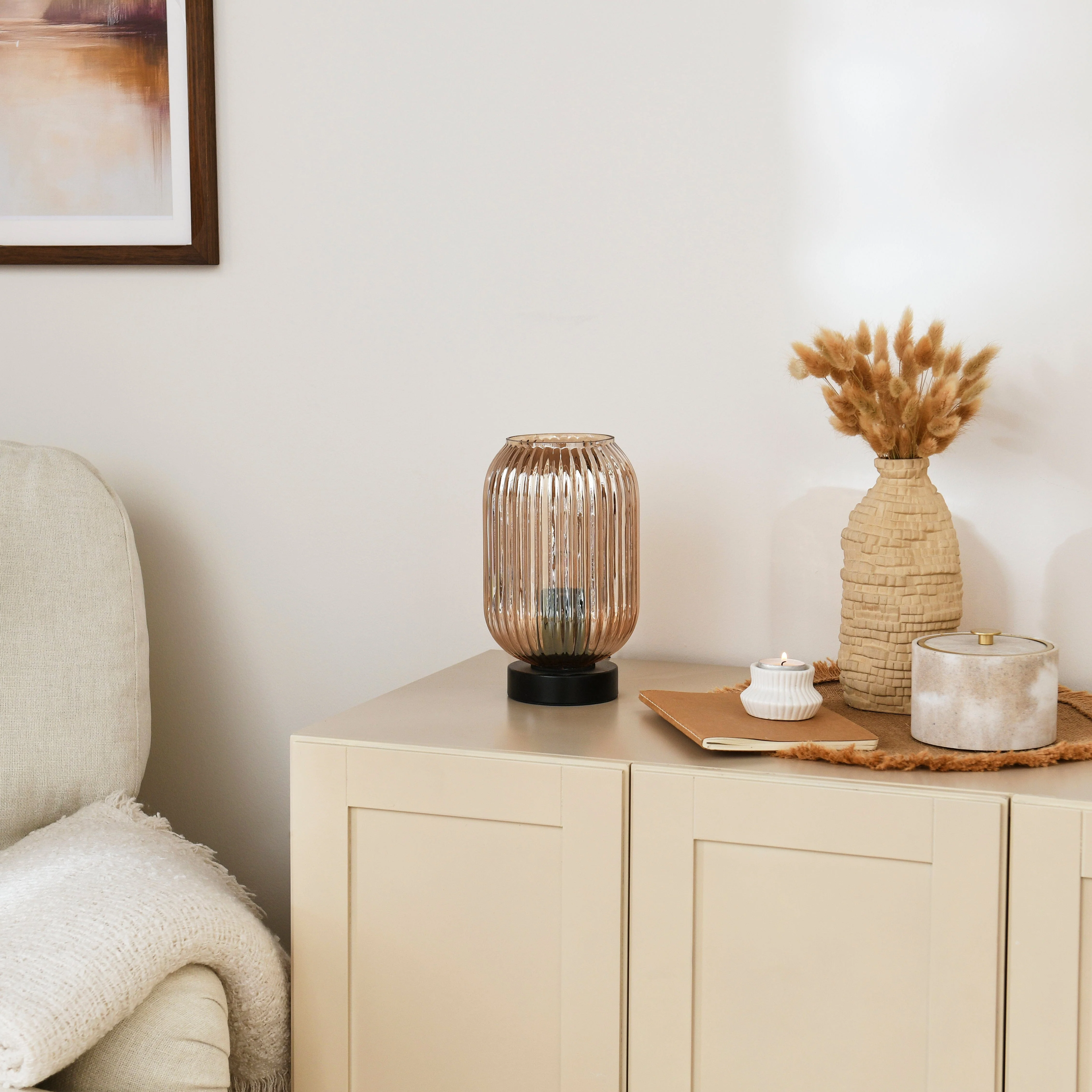Elland 22.5cm Glass Table Lamp - Champagne & Black - Image 3