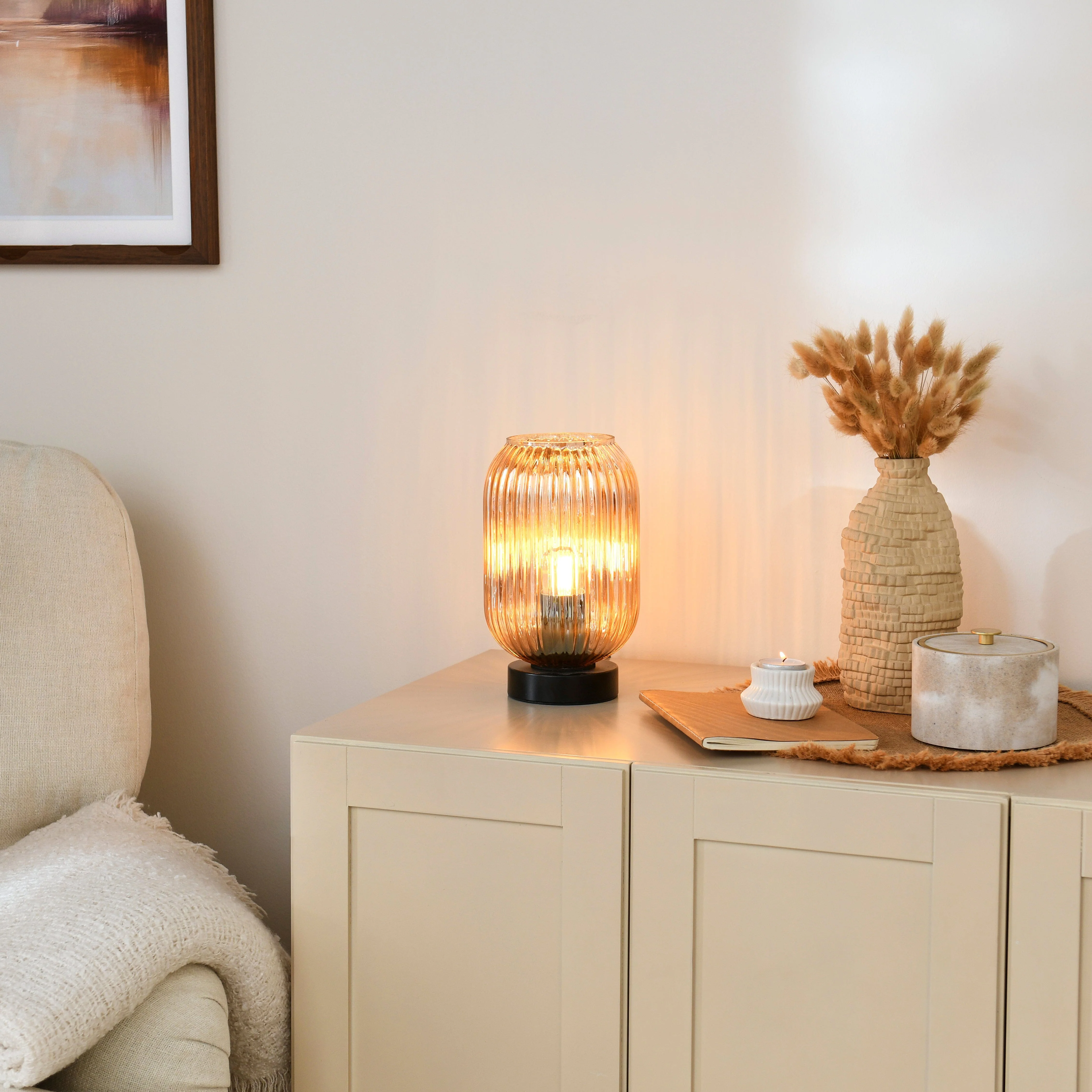 Elland 22.5cm Glass Table Lamp - Champagne & Black - Image 4