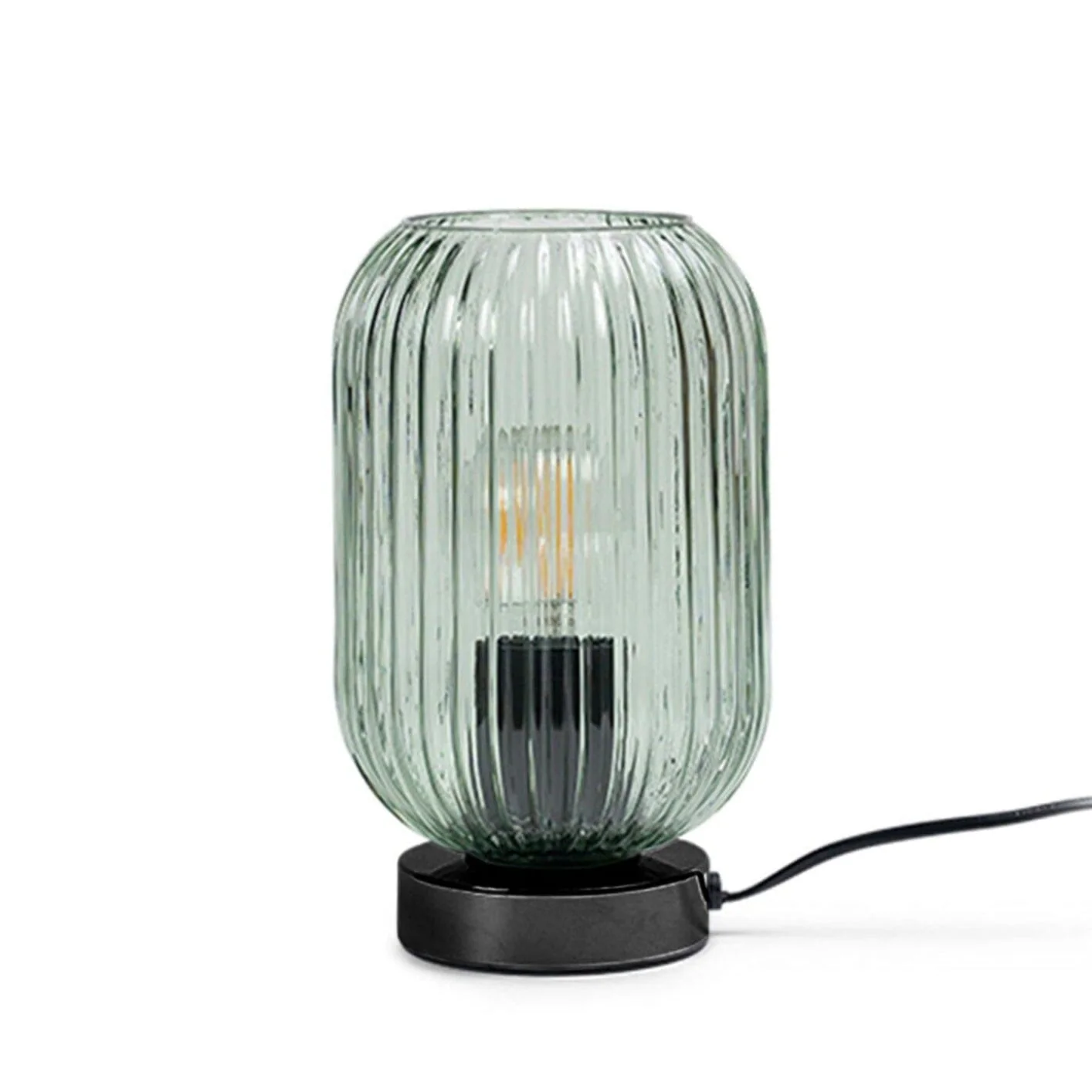 Elland 22.5cm Glass Table Lamp - Sage Green & Black