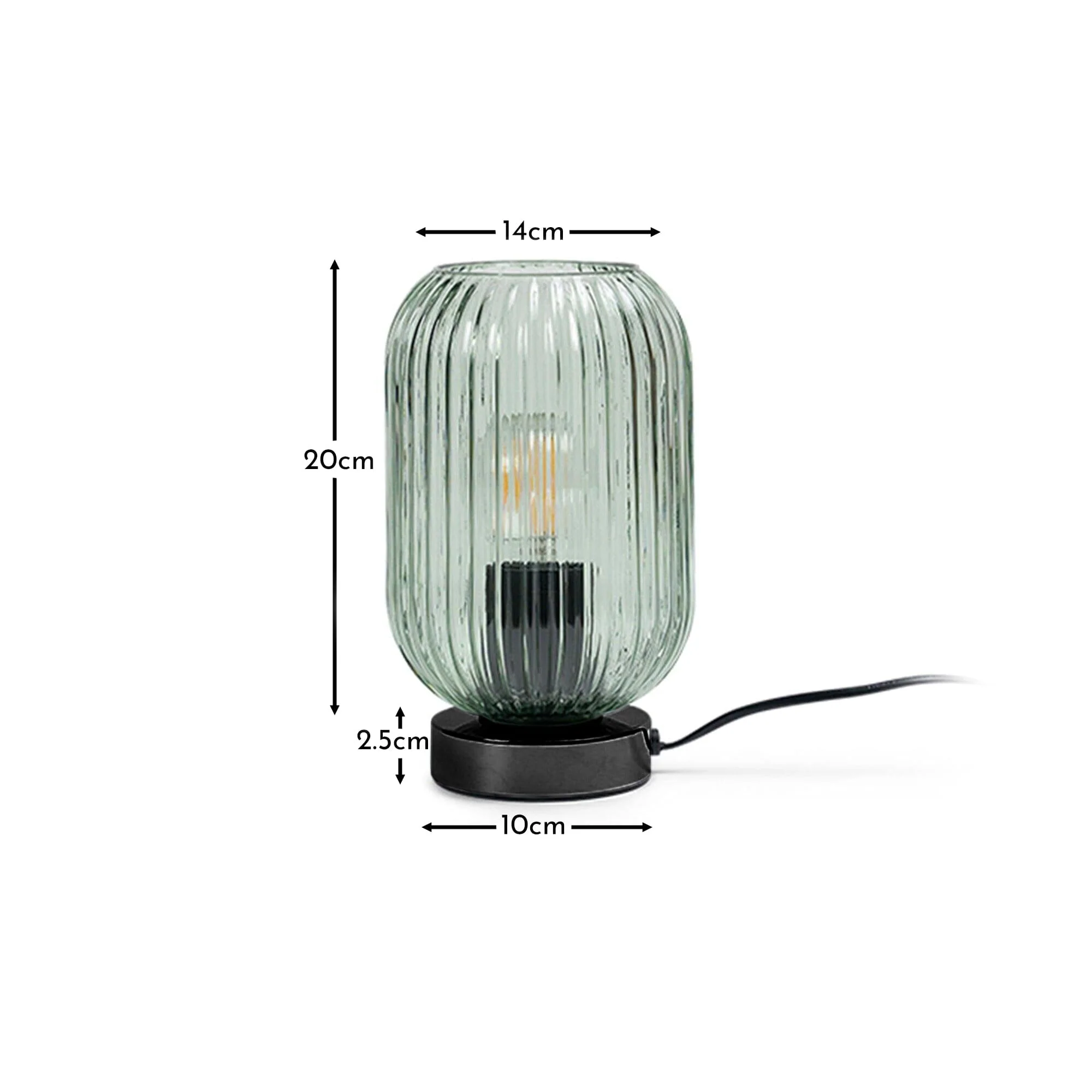 Elland 22.5cm Glass Table Lamp - Sage Green & Black - Image 2