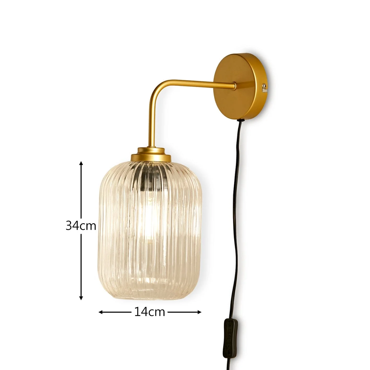 Elland Plug in Wall Light Gold - Clear Glass - Image 6