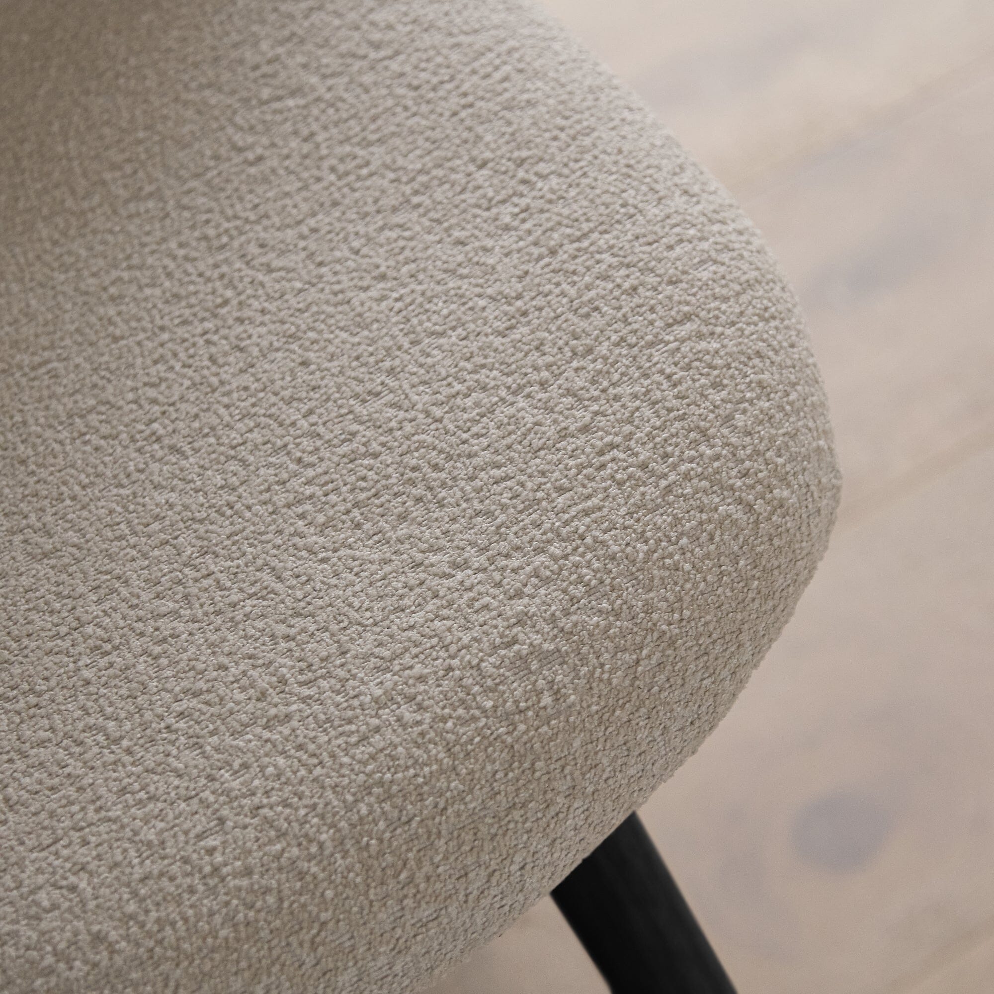 Ellis Light Beige Boucle Dining Chairs - Set of 2 - Black Oak Legs - Image 5