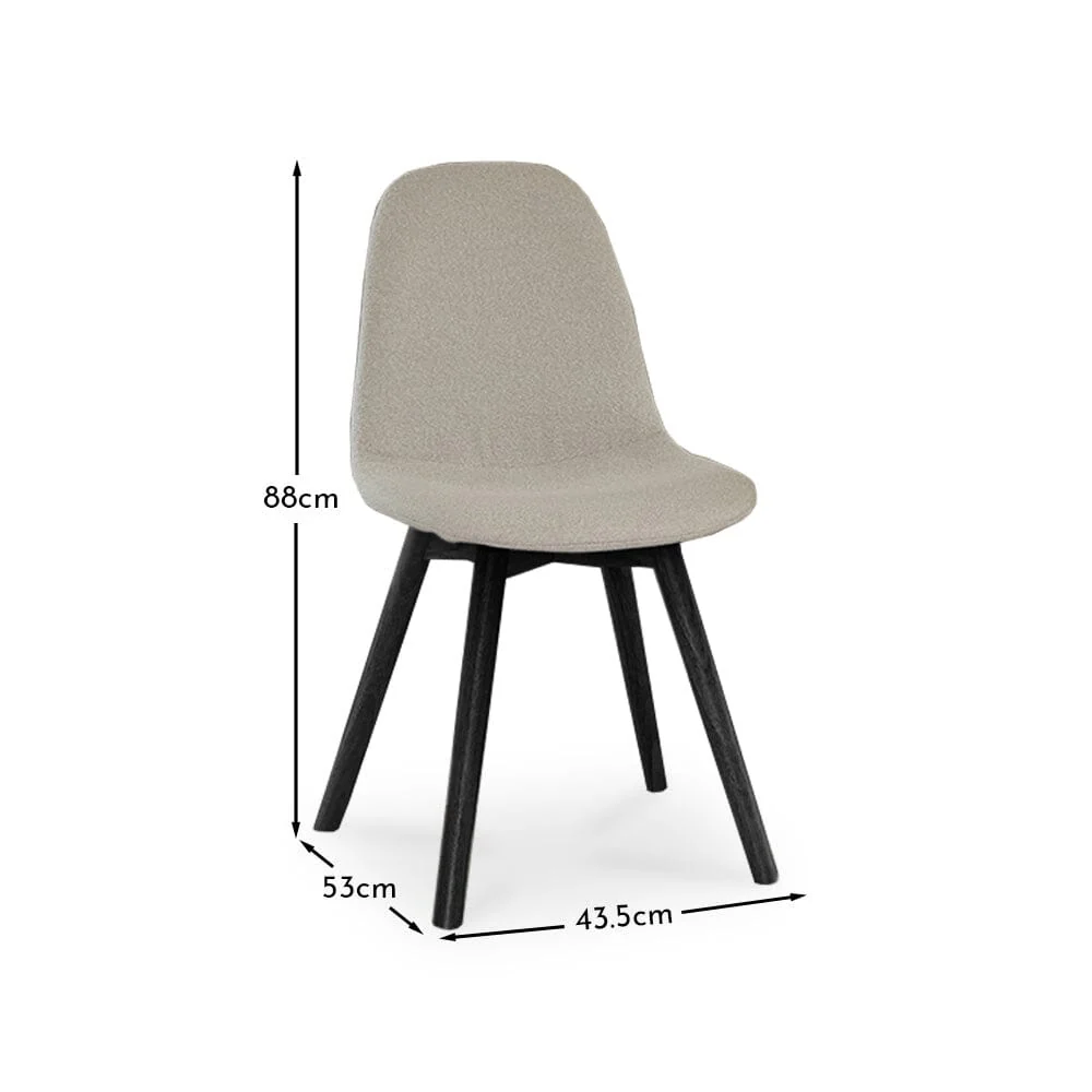 Ellis Light Beige Boucle Dining Chairs - Set of 2 - Black Oak Legs - Image 7