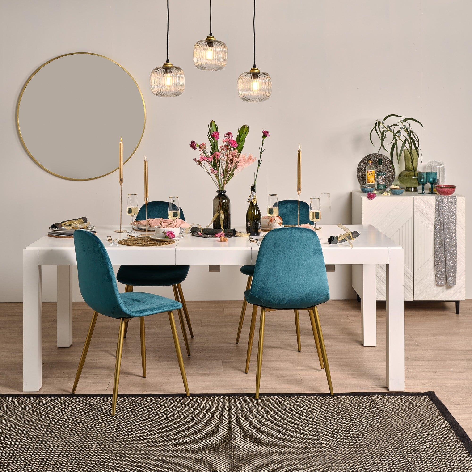 Outlet - Ellis Dining Chairs - Set of 2 - Teal & Gold