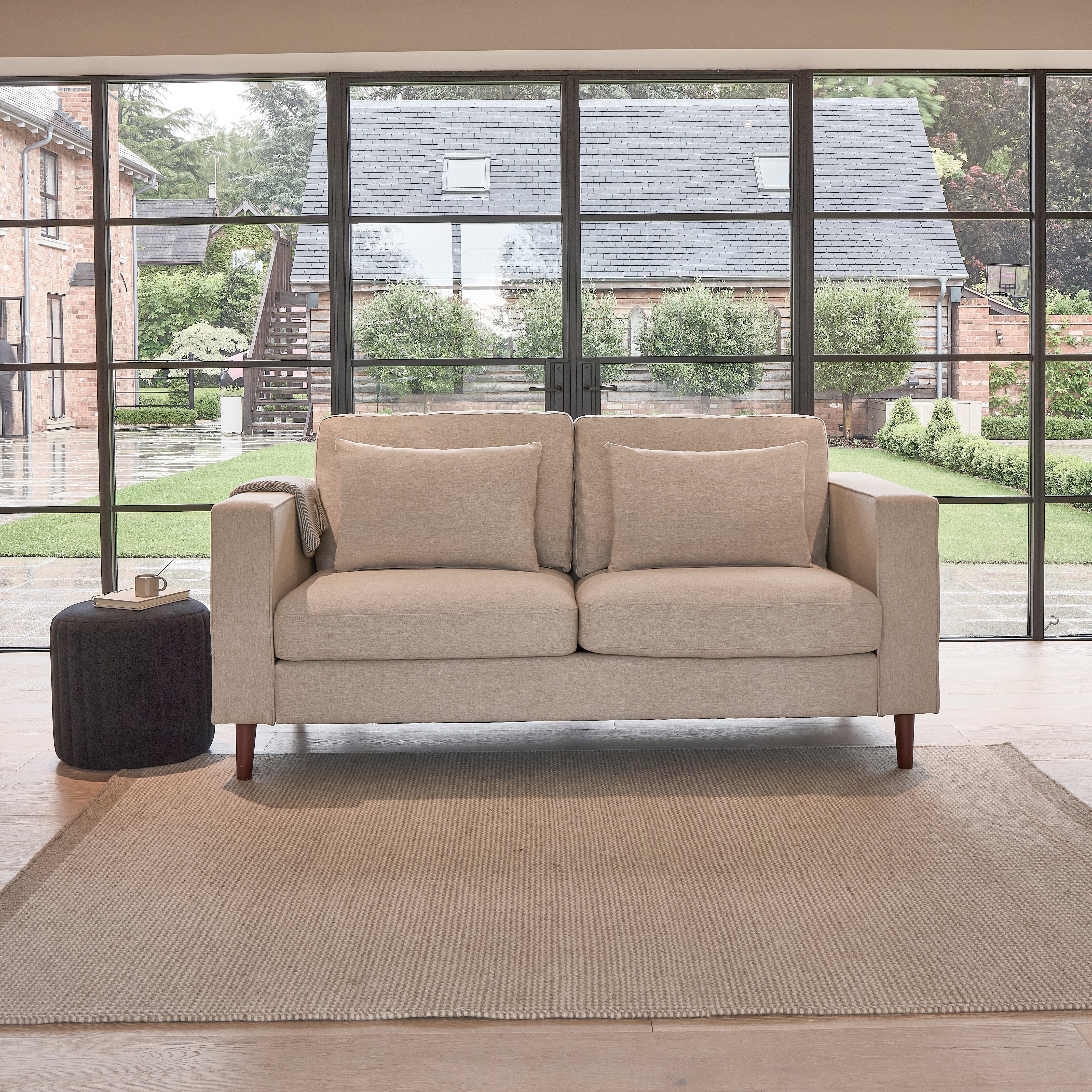 Emily 2 Seater Sofa - Sand with Pale Oak Legs - Image 5
