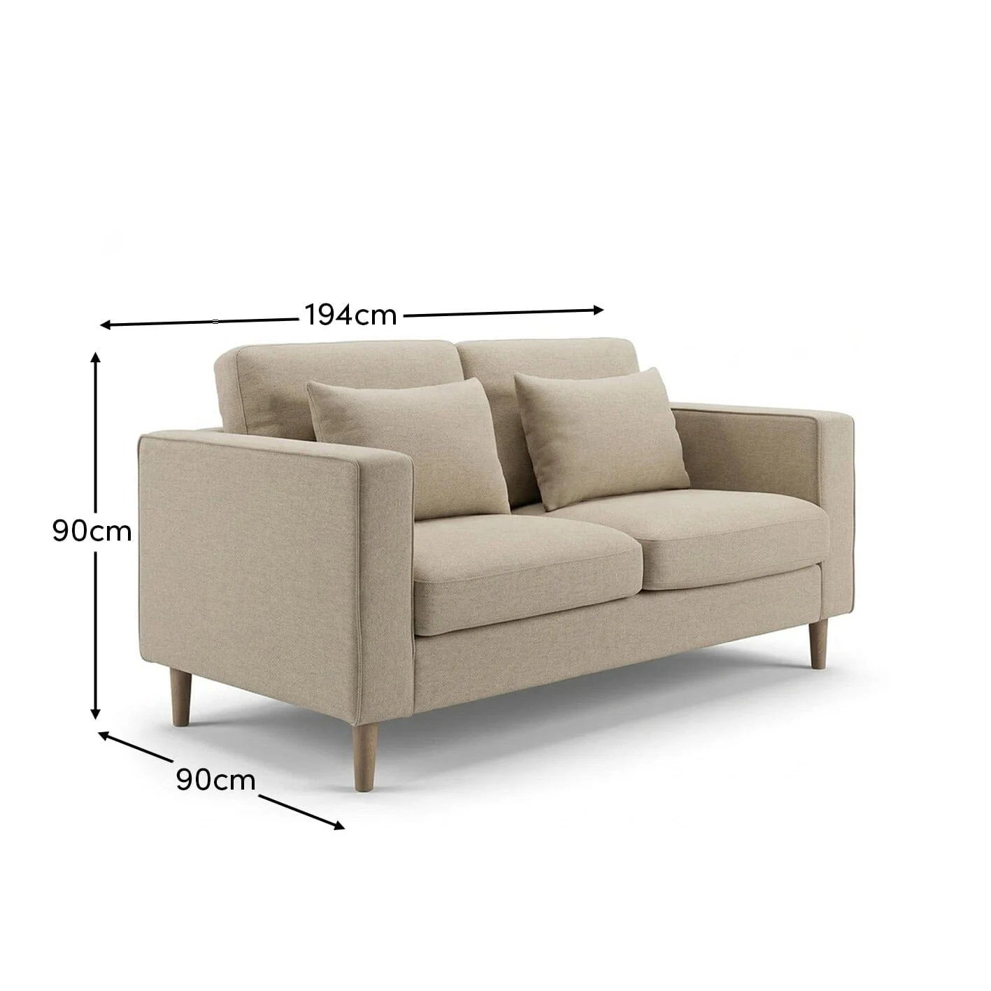 Emily 2 Seater Sofa - Sand with Pale Oak Legs - Image 7