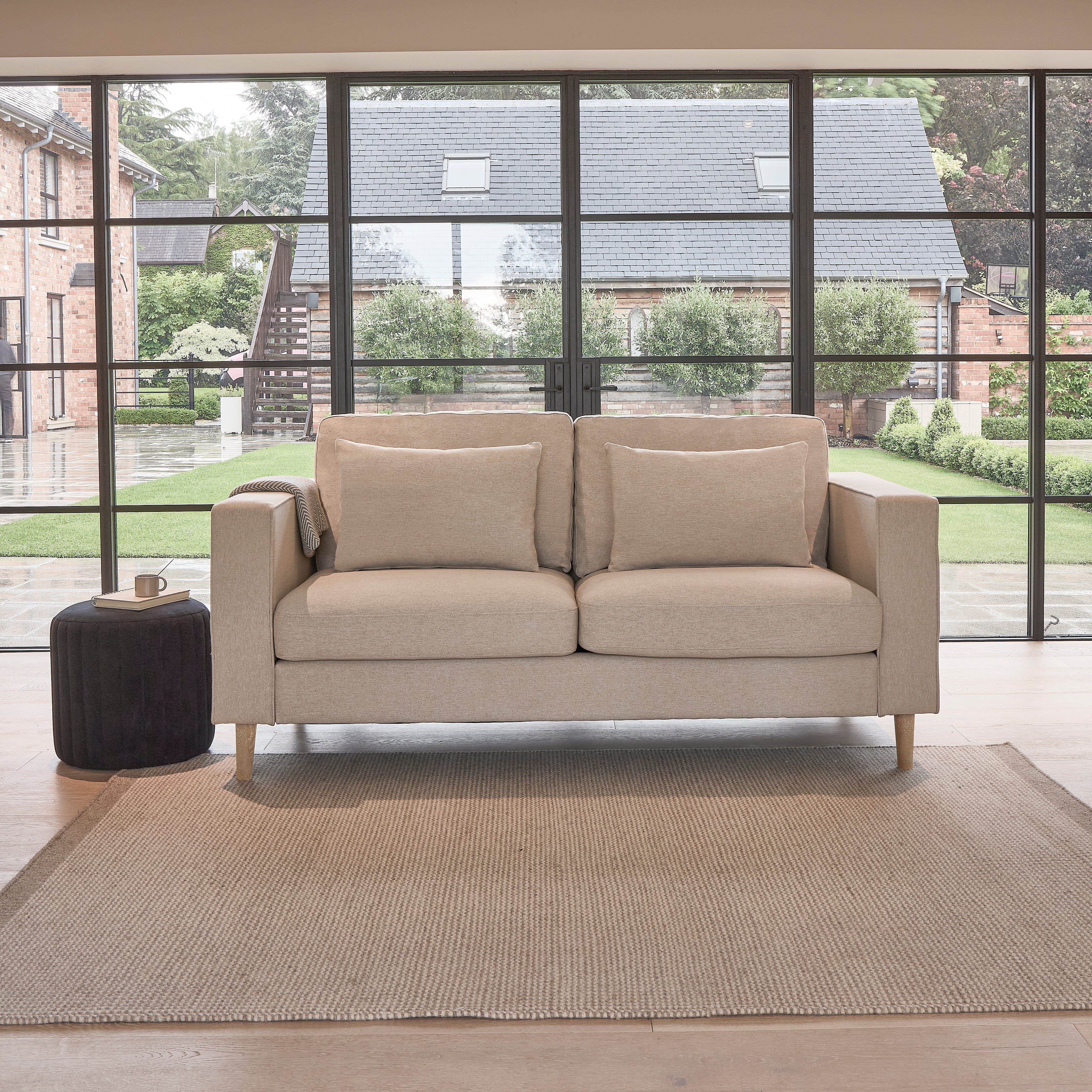 Emily 3 Seater Sofa - Sand with Whitewash Oak Legs - Image 3