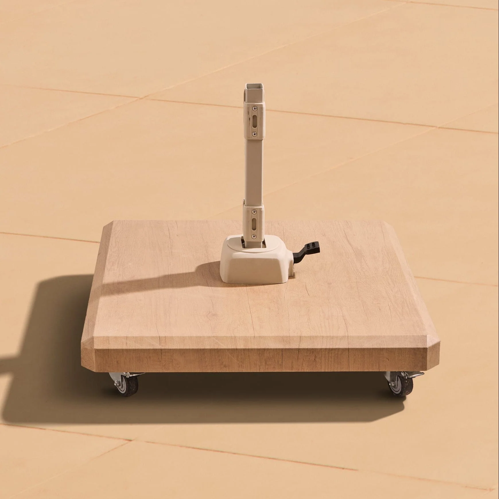 Emporio 3m Ivory LED Cantilever Parasol with 90kg Concrete Parasol Base - Wood Effect - Image 3