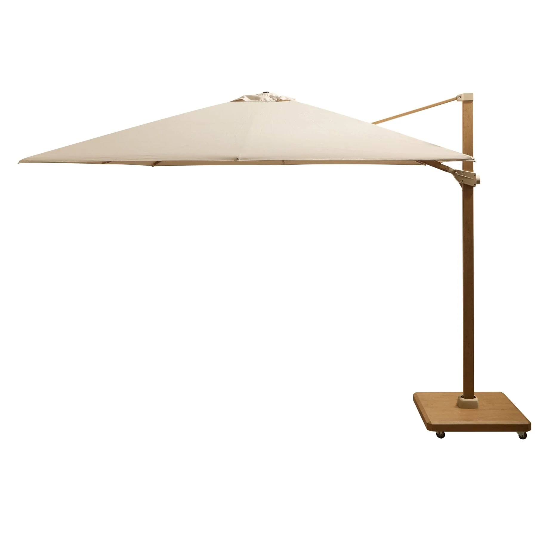 Emporio 3m Ivory LED Cantilever Parasol with 90kg Concrete Parasol Base - Wood Effect