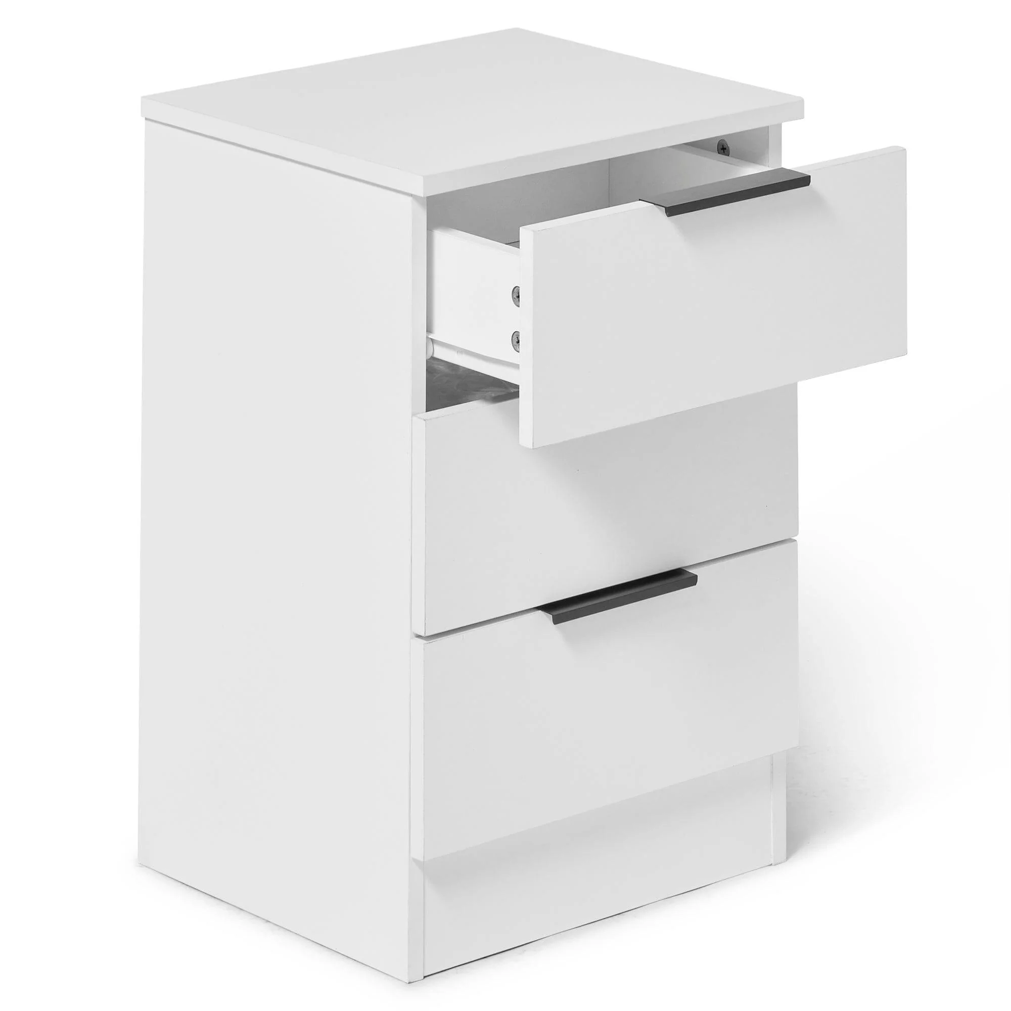 Essie 3 Drawer Bedside Table - Pure White - Set of 2 - Image 4