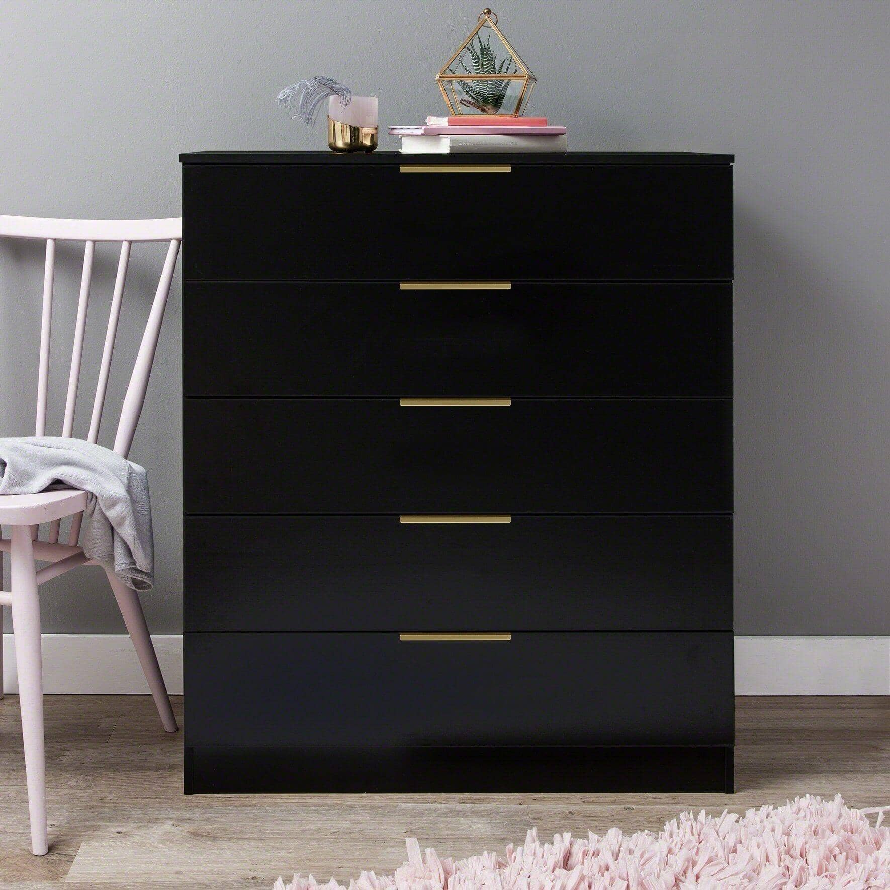 Essie 3 Piece Bedroom Set - 5 Chest of Drawers - Pitch Black - Image 4