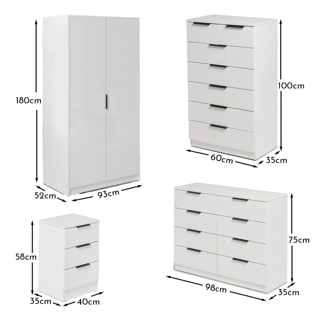 Essie Wardrobe & Drawers Bedroom Set - Pure White - Image 17
