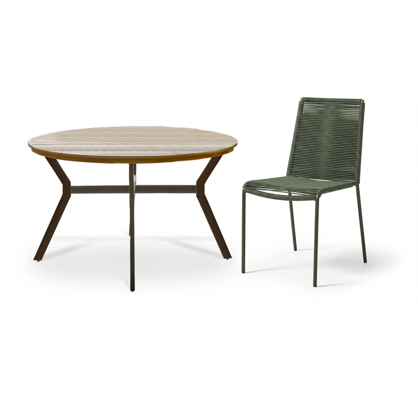 Ezra 4 Seater Round Wooden Garden Set with Ryder Khaki Chairs - Image 9