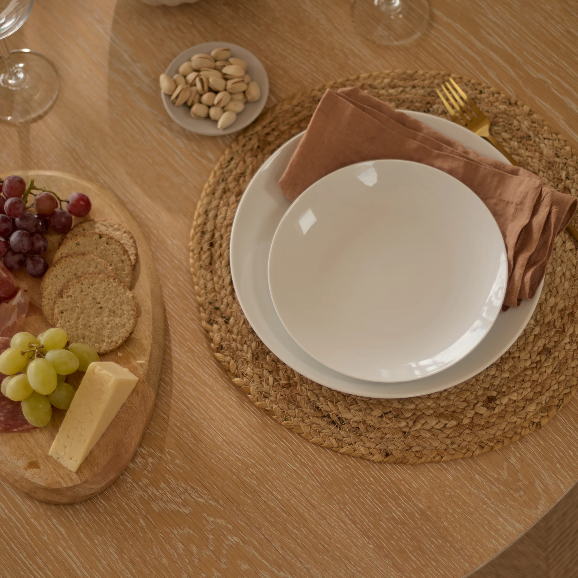 Farren Whitewash Oval Dining Table Set - 6 Seater - Tilly Natural String Dining Chairs - Whitewash Oak Legs - Image 5