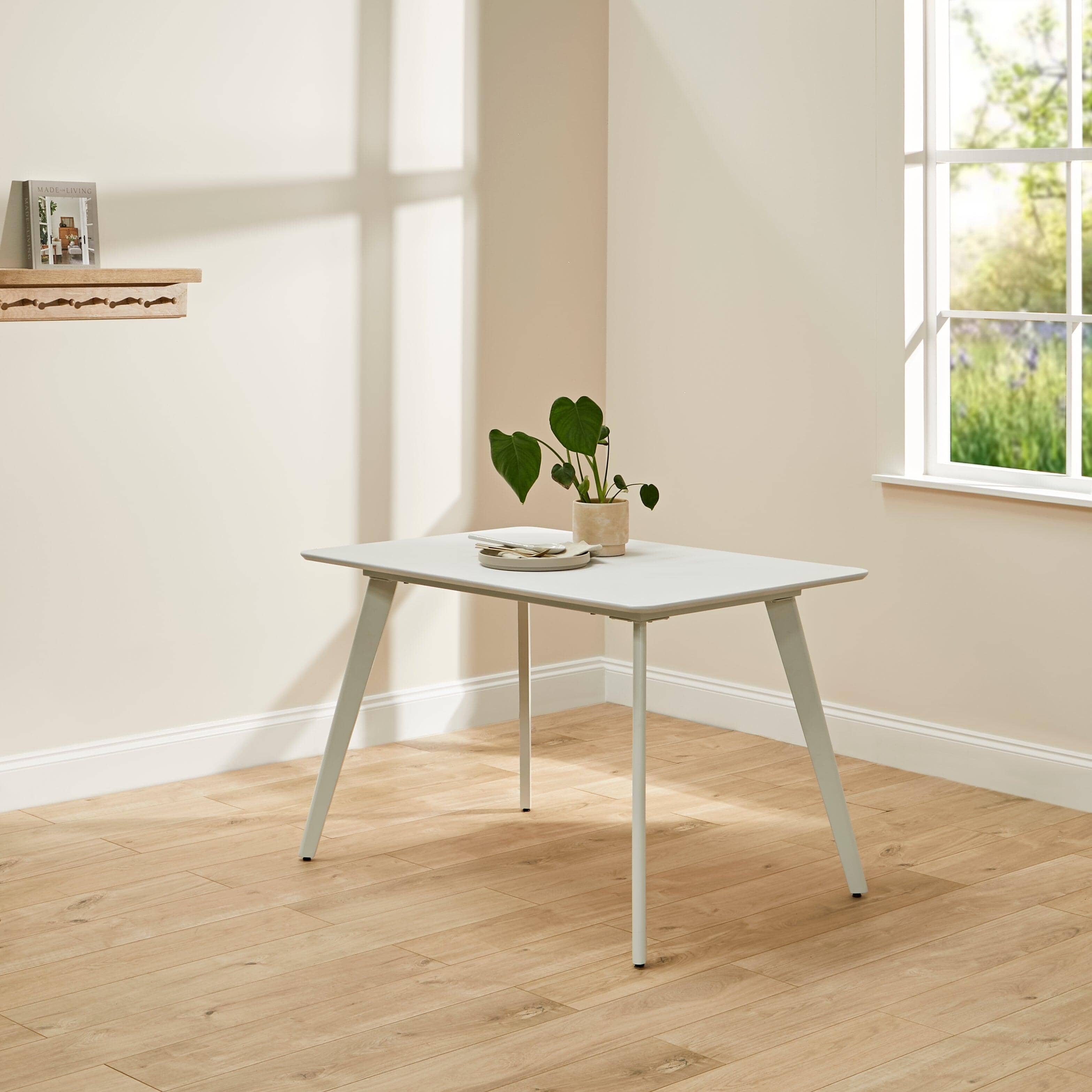 Finn 4 Seater Dining Set with Grey Chairs - 120cm - Pure White - Image 4