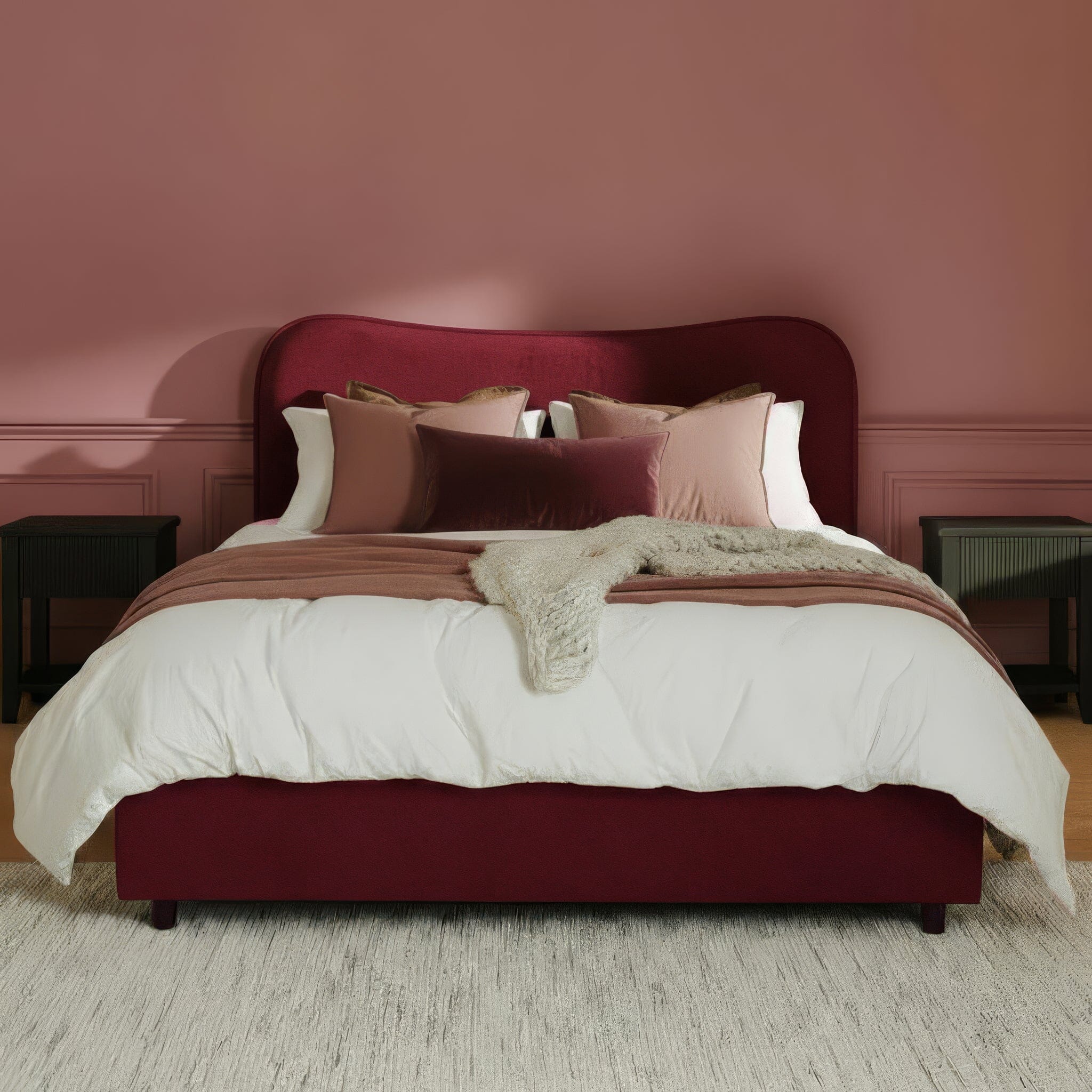 Finola King Ottoman Bed - Burgundy Red - Image 3