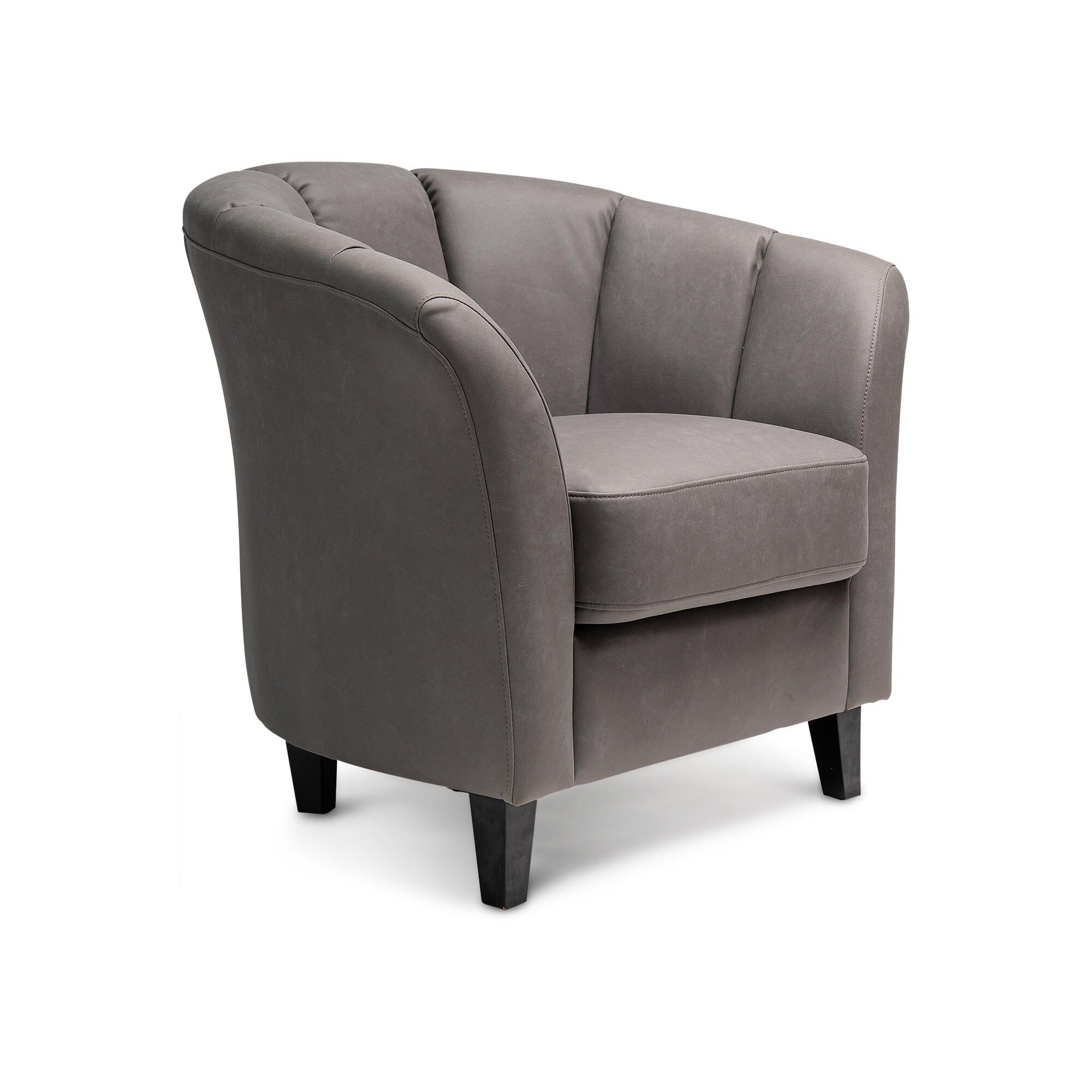 Florence Steel Grey Vegan Leather Armchair - Black Legs - Image 5
