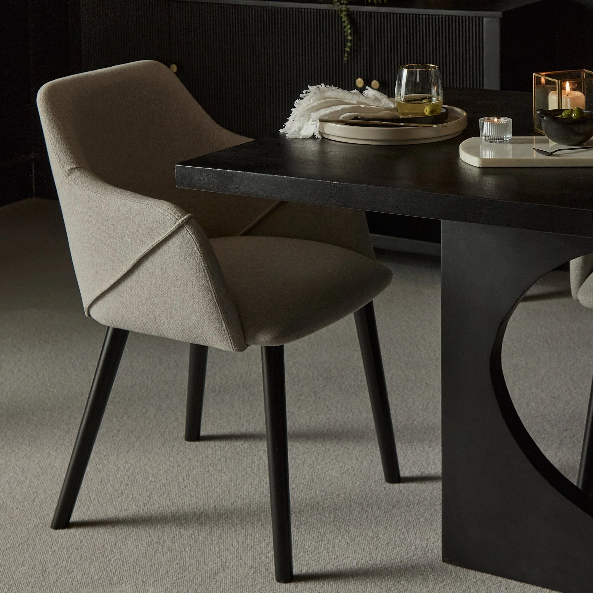 Outlet - Freya Armchairs - Set Of 2 - Fossil with Black Oak Legs - Image 2