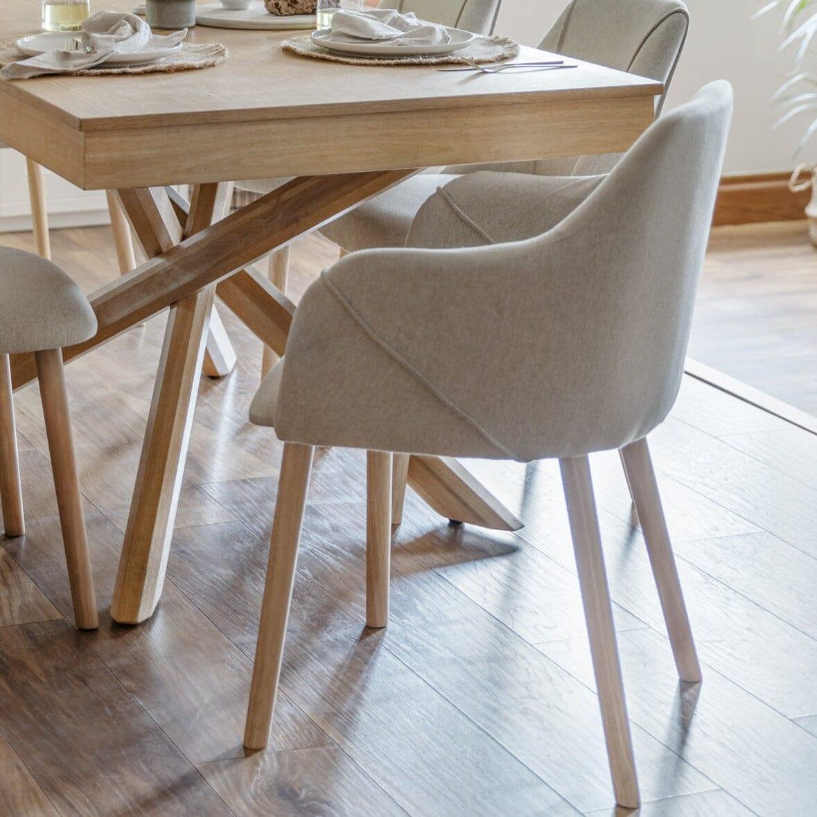 Freya Sand Armchairs - Set of 2 - Whitewash Oak Legs - Image 6