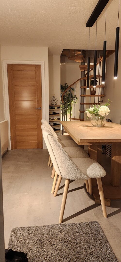 Freya Boucle Dining Chairs - Set of 2 - Whitewash Oak Legs - Image 4