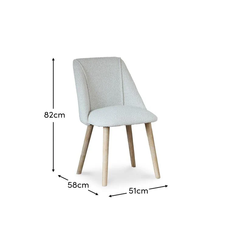 Freya Oat Boucle Dining Chairs - Set of 2 - Whitewash Oak Legs - Image 8
