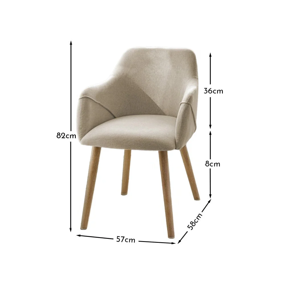 Freya Sand Armchairs - Set of 2 - Chalked Mangowood Legs - Image 2