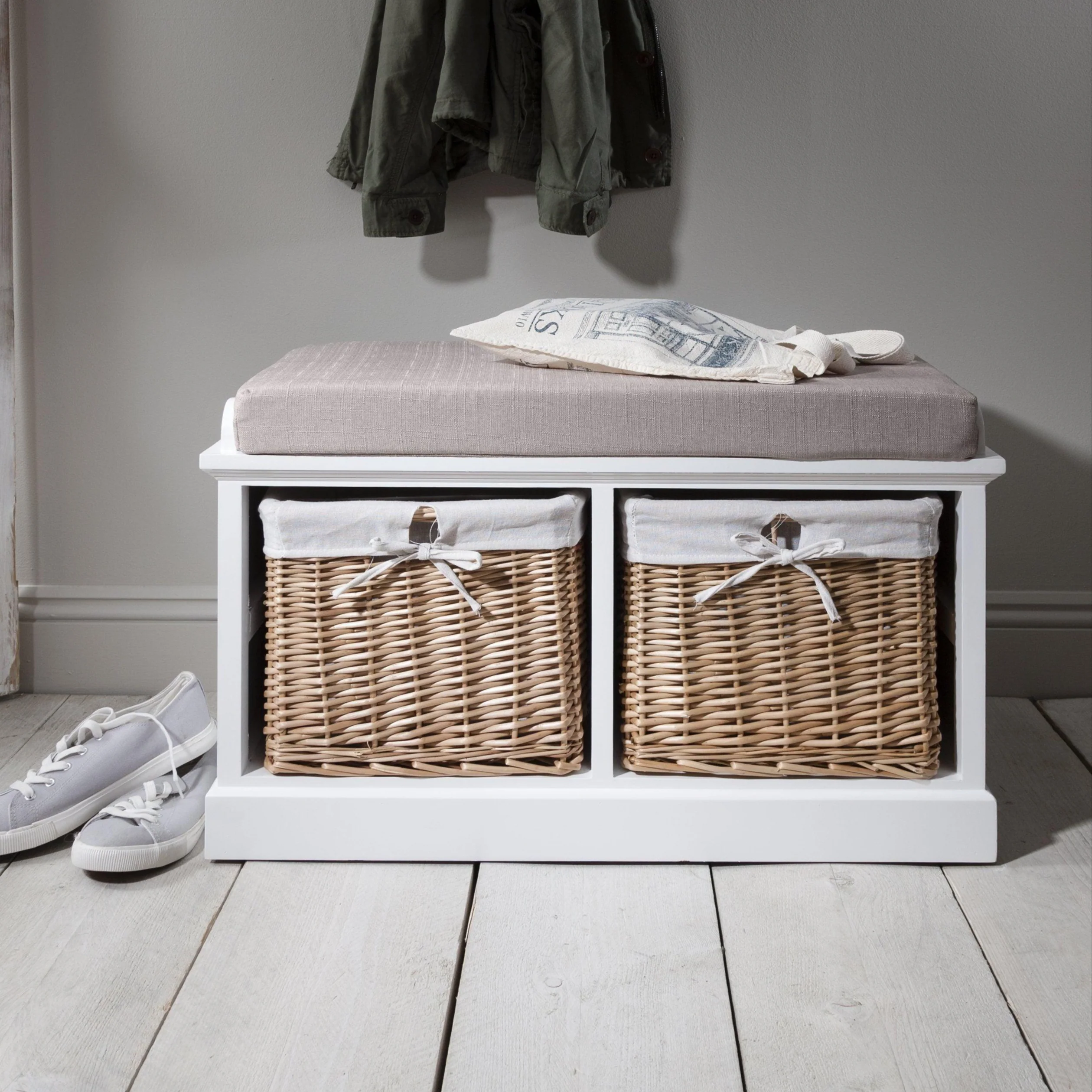 Fyfield 2 Seater Hallway Storage Bench with Storage - White