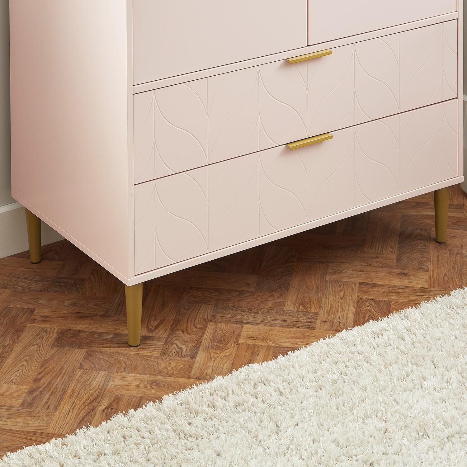 Gloria 3 Piece Bedroom Furniture Set - 3 Drawer Chest of Drawers - Blush Pink - Image 11