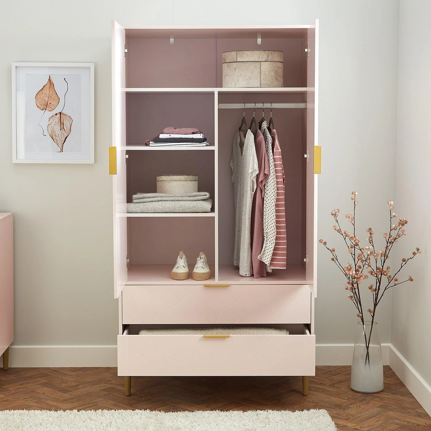 Gloria 3 Piece Bedroom Furniture Set - 3 Drawer Chest of Drawers - Blush Pink - Image 13
