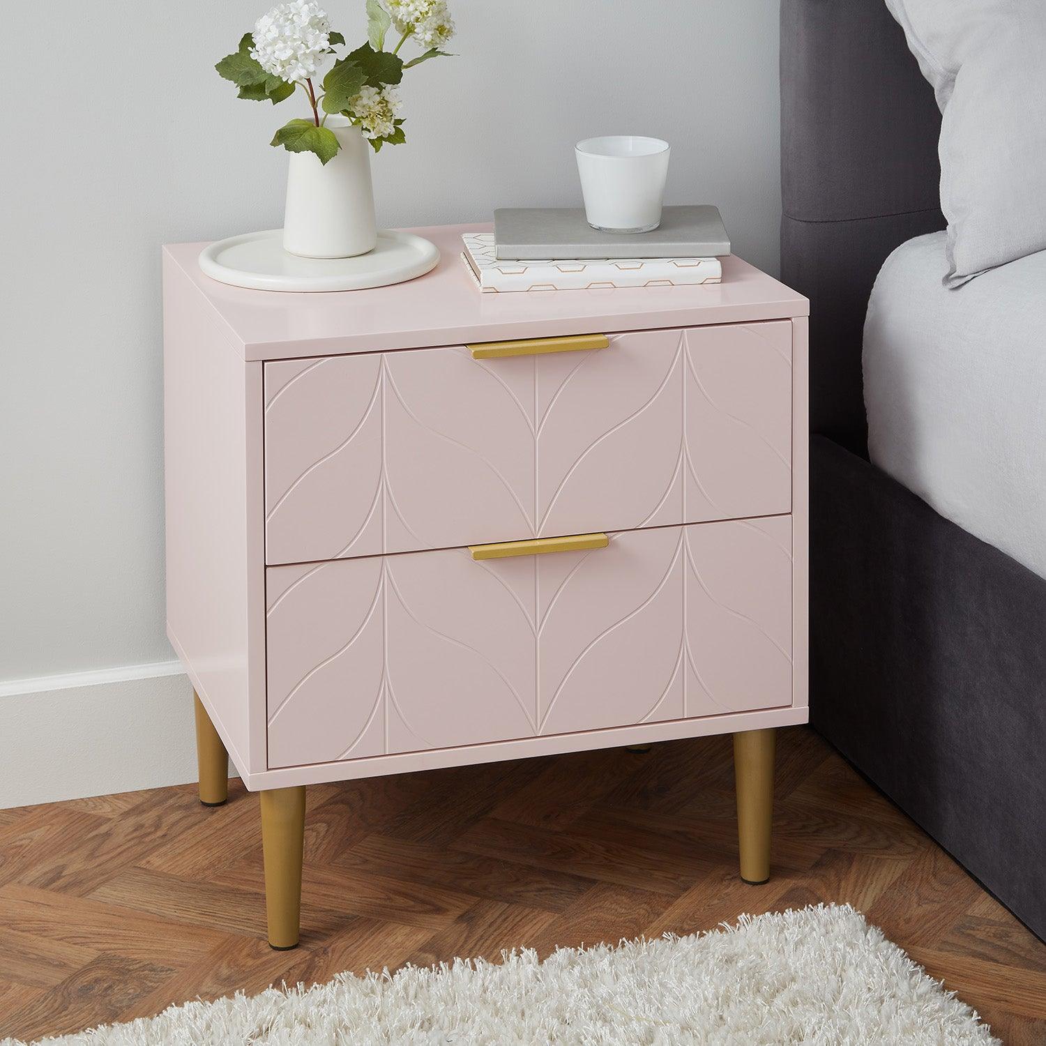 Gloria 3 Piece Bedroom Furniture Set - 3 Drawer Chest of Drawers - Blush Pink - Image 2